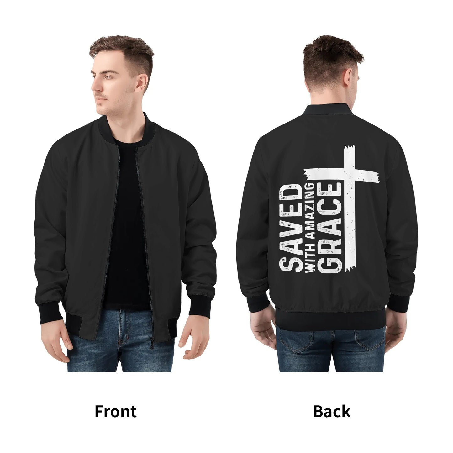 Saved With Amazing Grace Mens Christian Jacket