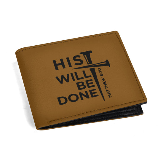 His Will Be Done Mens Minimalist PU Leather Christian Wallet