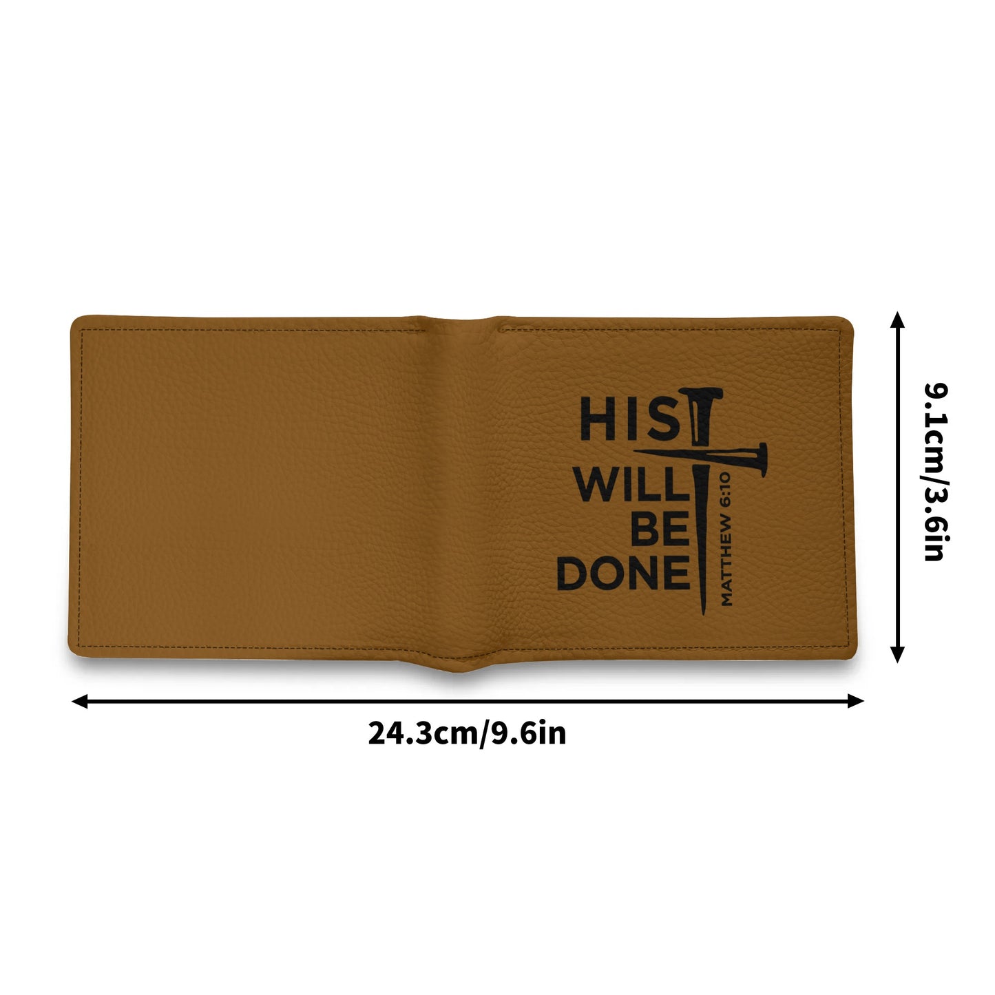 His Will Be Done Mens Minimalist PU Leather Christian Wallet