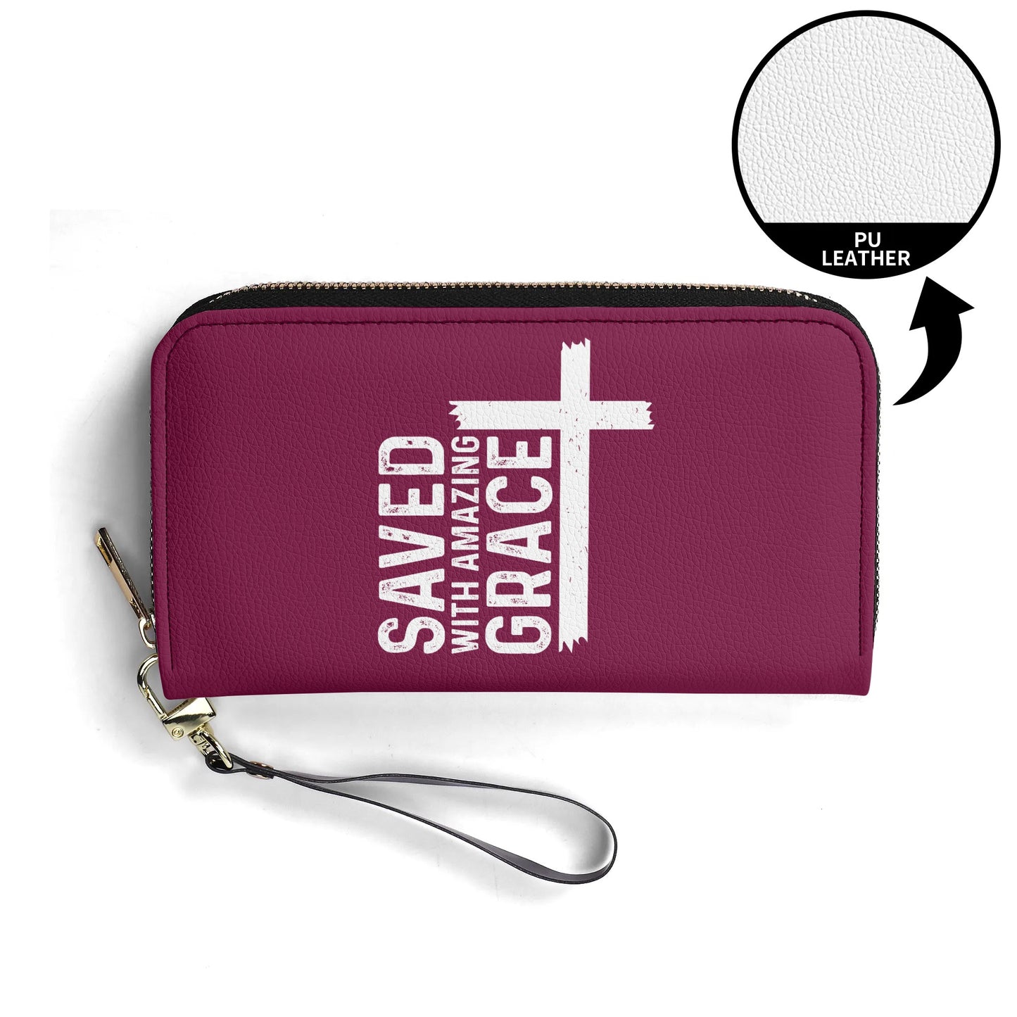 Saved With Amazing Grace PU Leather Womens Christian Wallet
