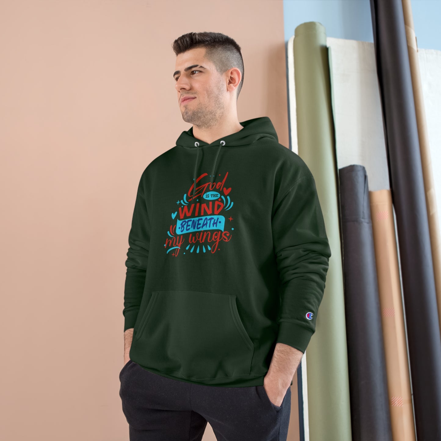 God Is The Wind Beneath My Wings Unisex Champion Hoodie