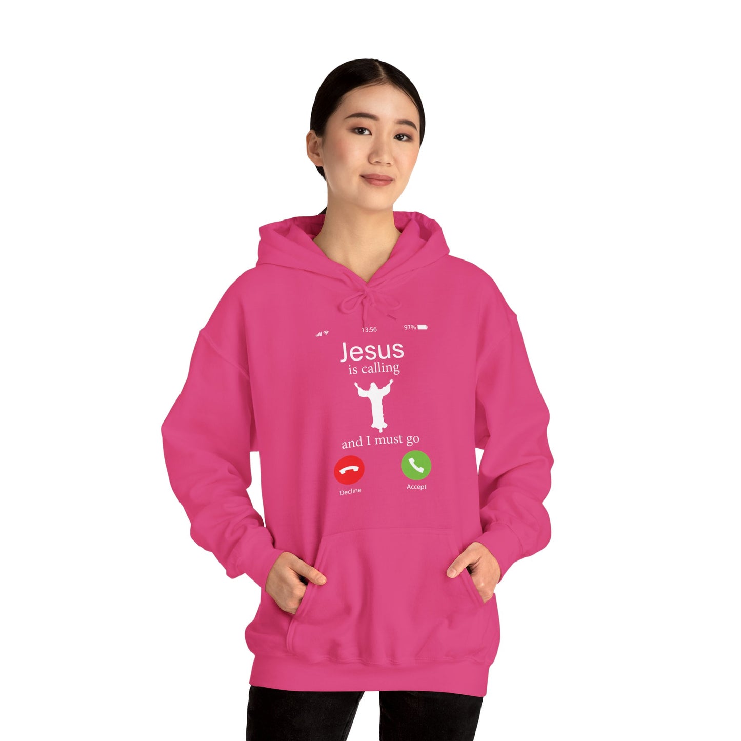 Jesus Is Calling And I Must Go Bible Emergency Numbers Funny  Unisex Christian Hooded Pullover Sweatshirt