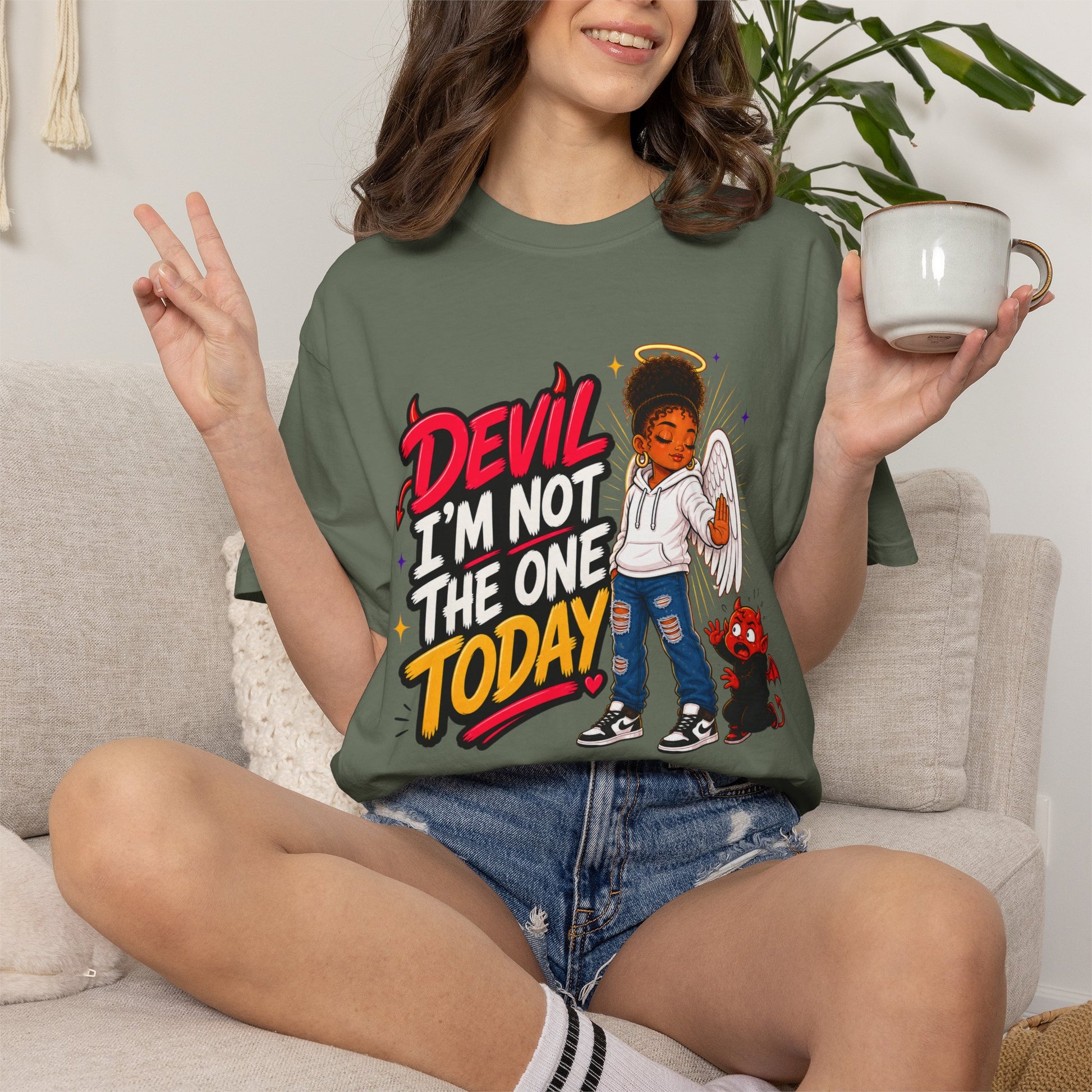 Devil I'm Not the One Today T-Shirt — Funny Angel vs Devil Graphic Tee - ClaimedbyGodDesigns