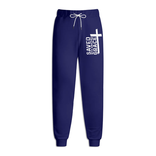 Saved With Amazing Grace Unisex Adult Joggers Christian Sweatpants