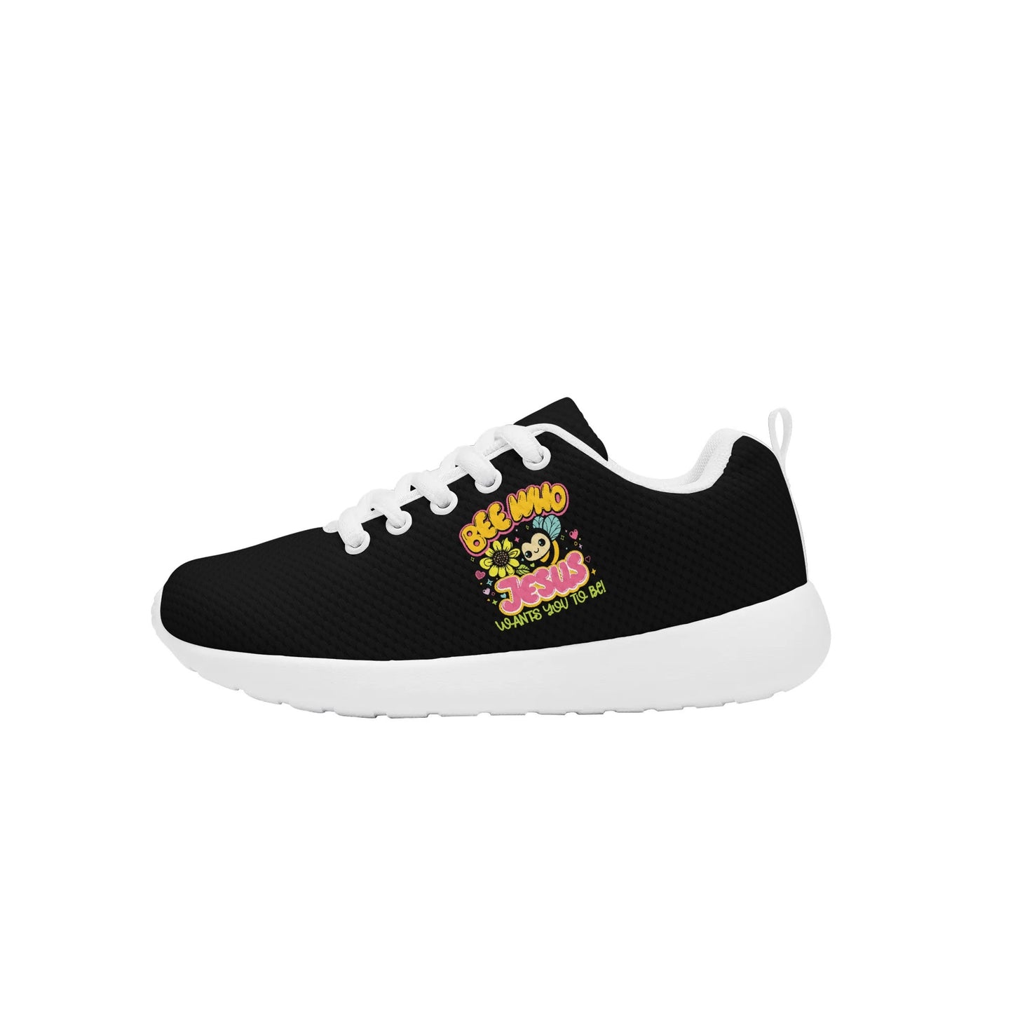 Bee Who Jesus Wants You To Be Kids Lace-up Athletic Christian Sneakers