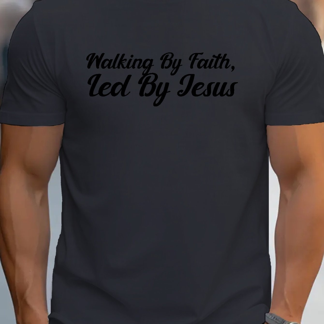 Walking By Faith Led By Jesus Men's Christian T-shirt claimedbygoddesigns