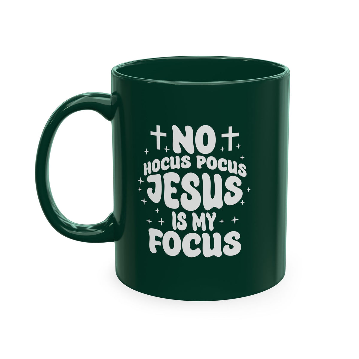 Halloween Mug - "No Hocus Pocus, Jesus Is My Focus" Christian Ceramic Coffee Cup