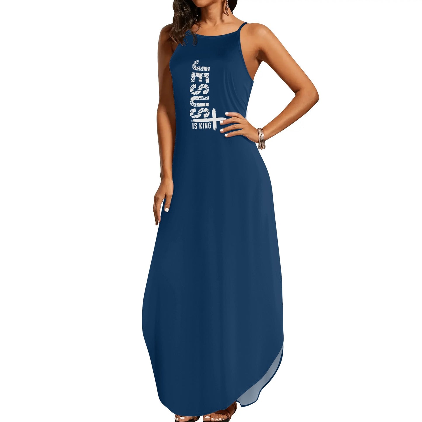 Jesus Is King Womens Christian Elegant Sleeveless Summer Maxi Dress