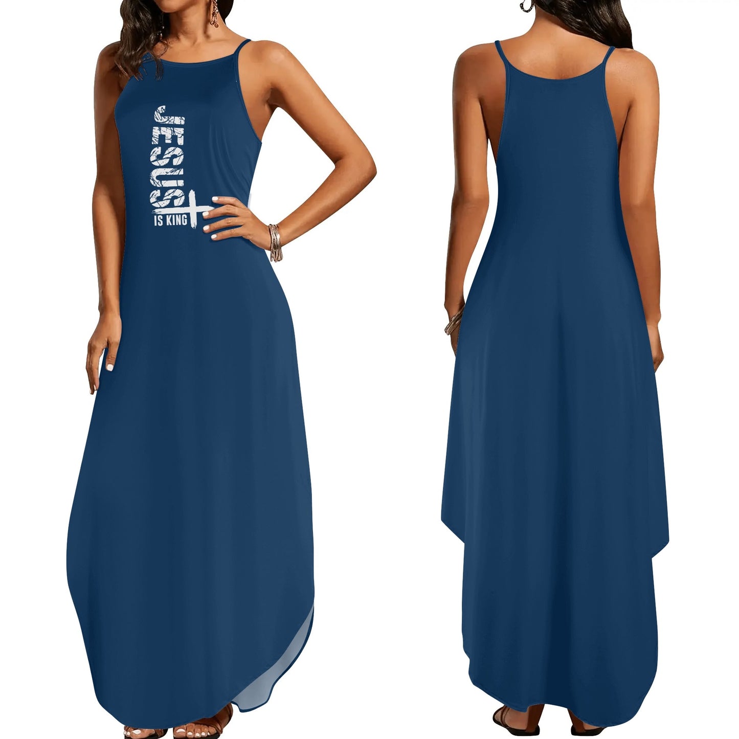 Jesus Is King Womens Christian Elegant Sleeveless Summer Maxi Dress