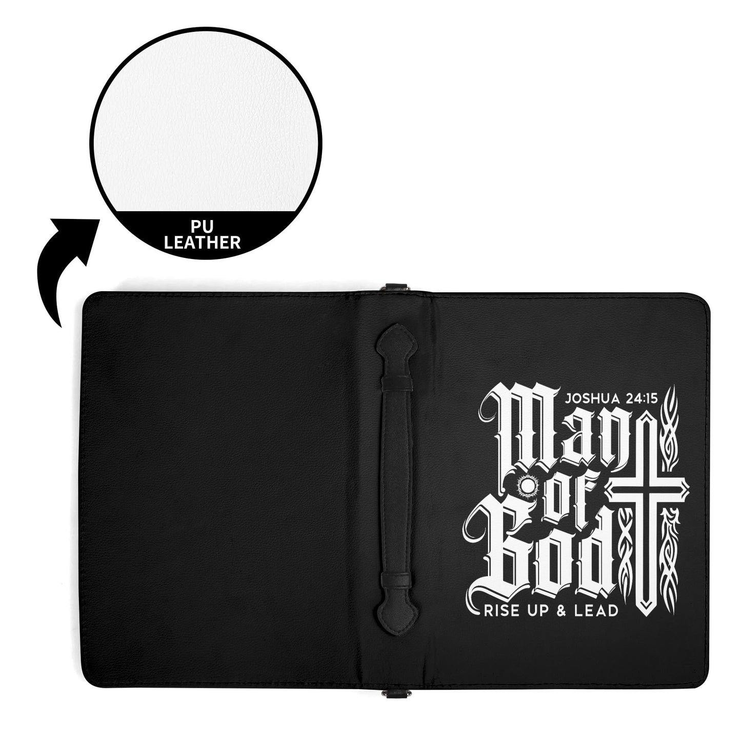 Man Of God PU Leather Christian Bible Cover With Pocket no Strap