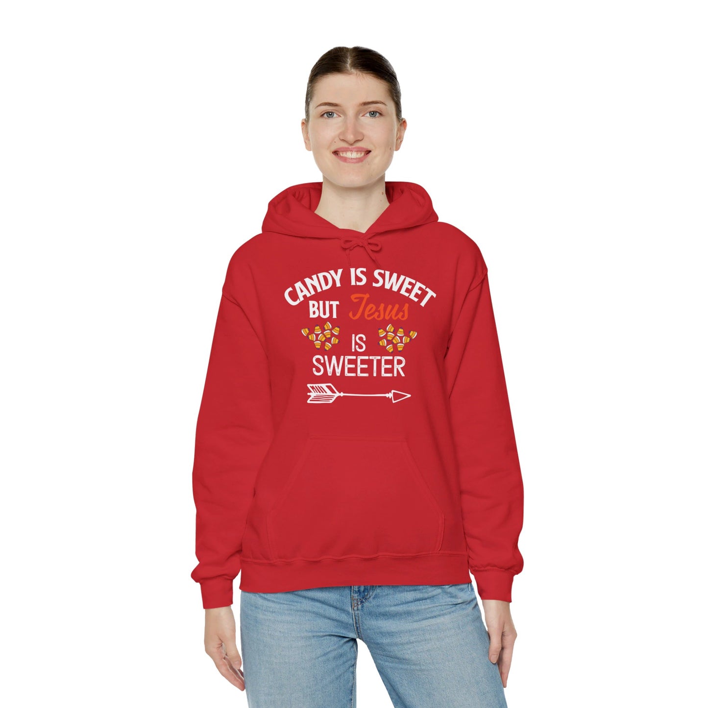 Candy Is Sweet Jesus Is Sweeter Halloween Unisex Christian Pullover Hooded Sweatshirt