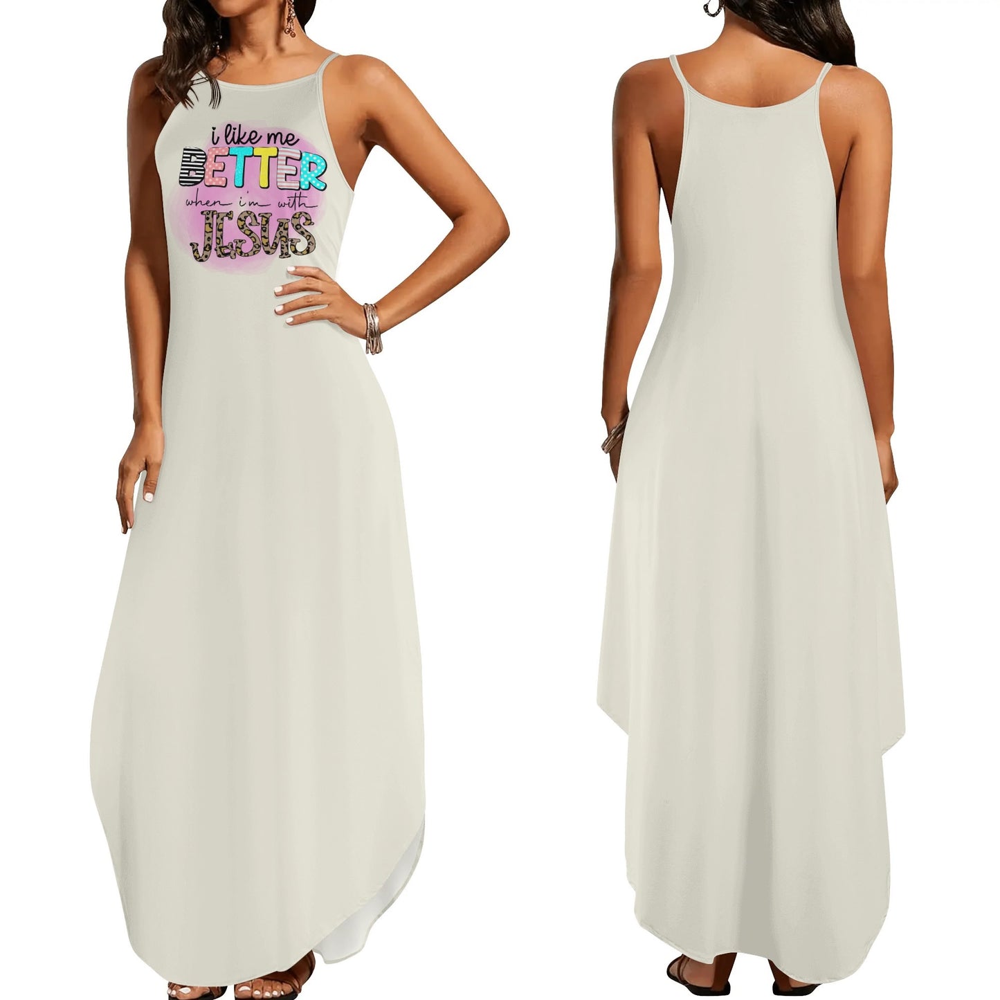 I Like Me Better When Im With Jesus Womens Christian Elegant Sleeveless Summer Maxi Dress