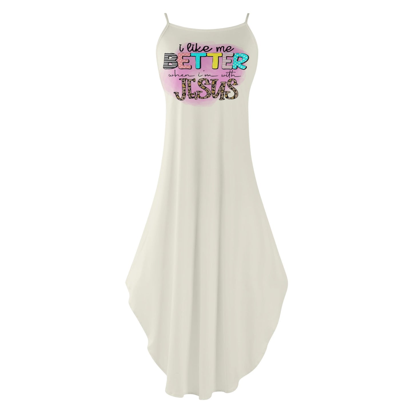 I Like Me Better When Im With Jesus Womens Christian Elegant Sleeveless Summer Maxi Dress