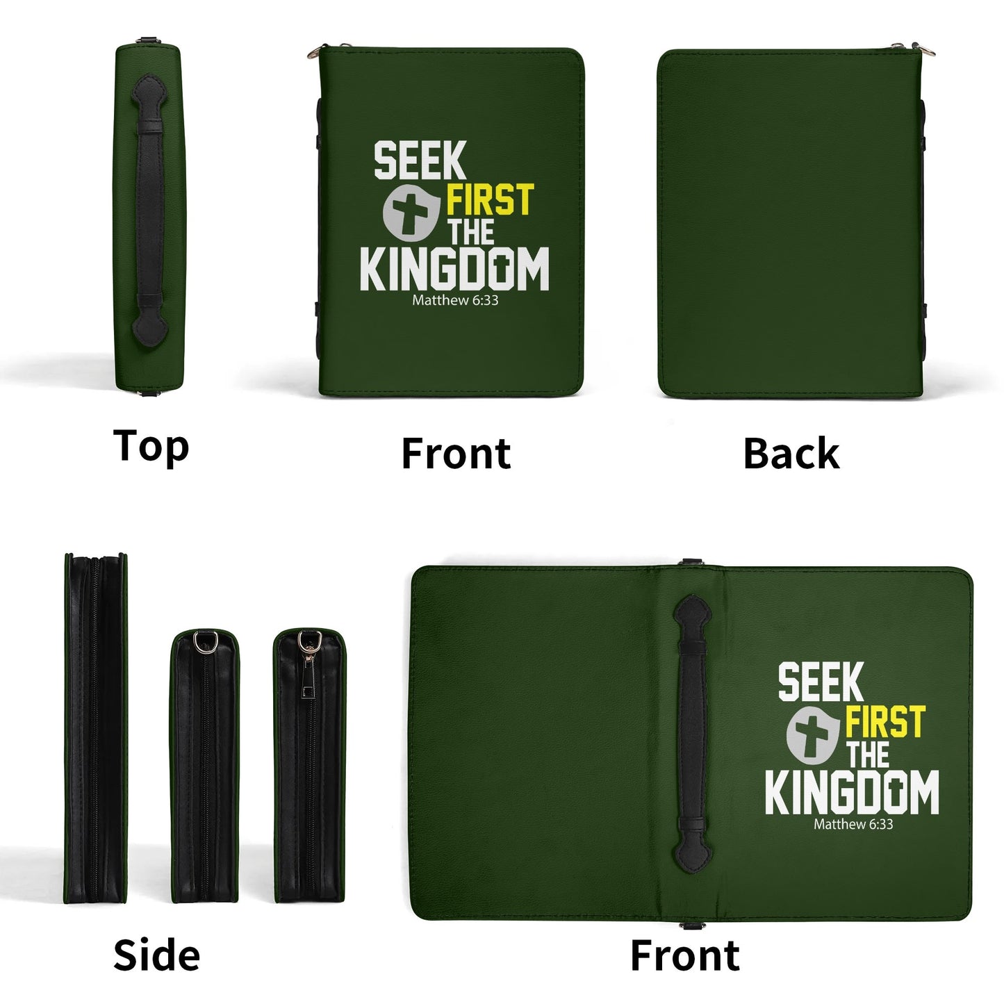 Seek first The Kingdom  PU Leather Christian Bible Cover With Pocket no Strap