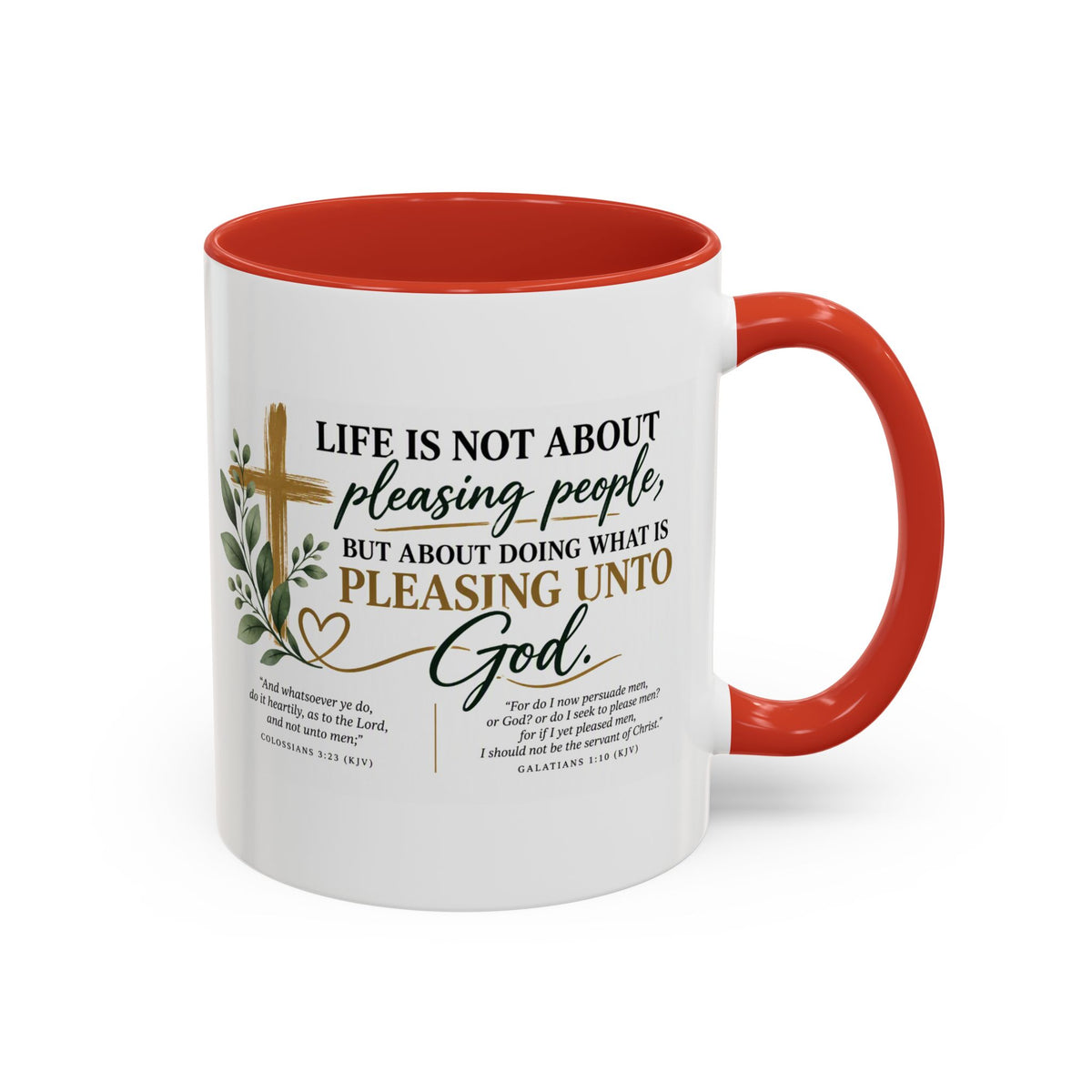 Christian Coffee Mug – "Pleasing Unto God" Inspirational Accent Mug (11/15oz)
