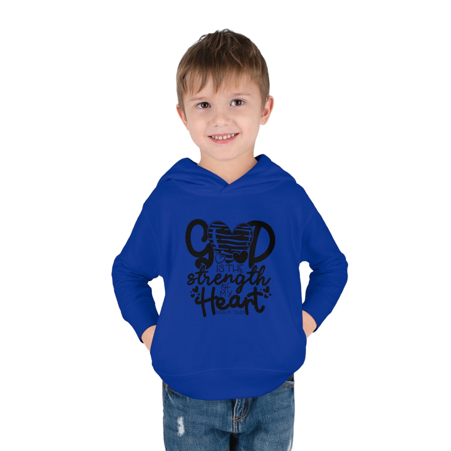 God Is The Strength Of My Heart Christian Toddler Pullover Fleece Hooded Sweatshirt