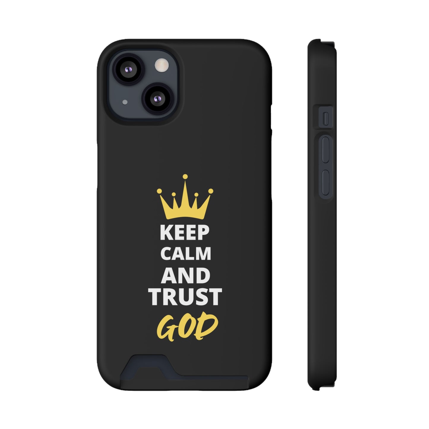 Keep Calm And Trust God Christian Phone Case With Card Holder Printify