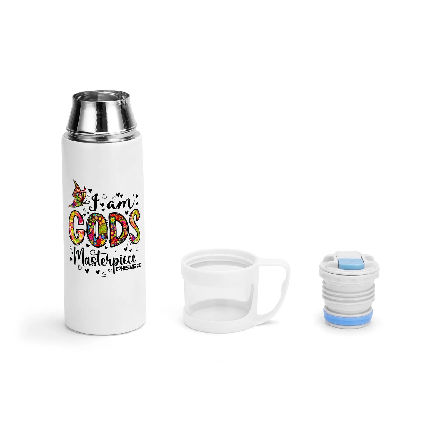 I Am Gods Masterpiece Christian Vacuum water Bottle with Cup