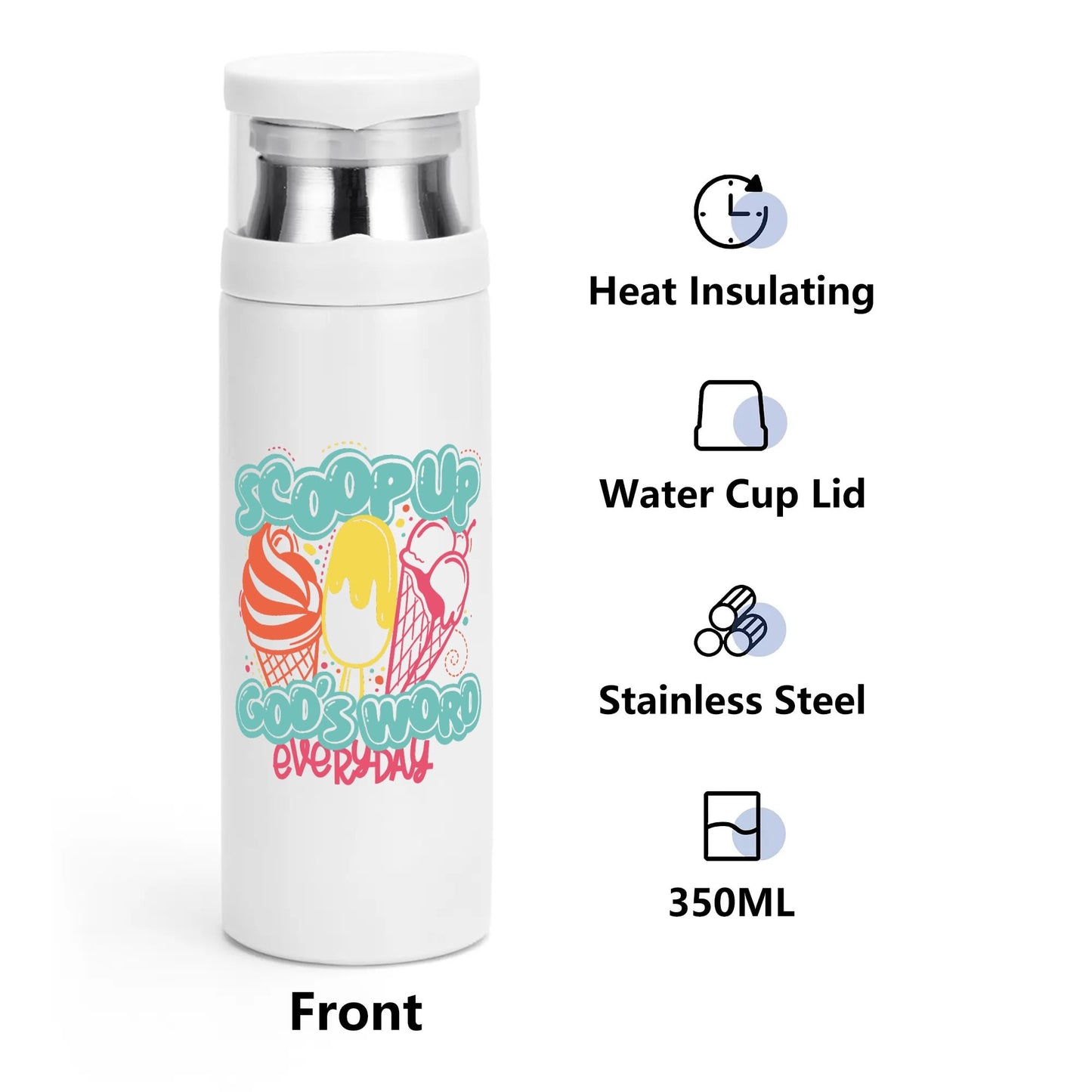 Scoop Up Gods Word Everyday Christian Vacuum water Bottle with Cup