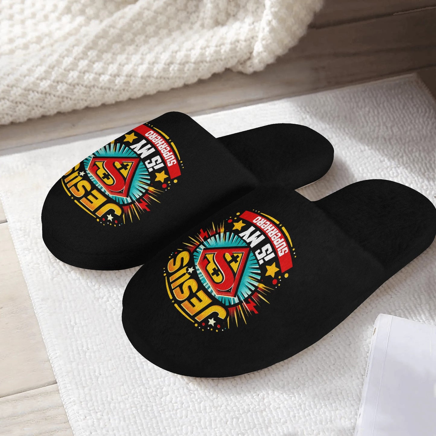 Jesus Is My Superhero Kids Christian Slippers