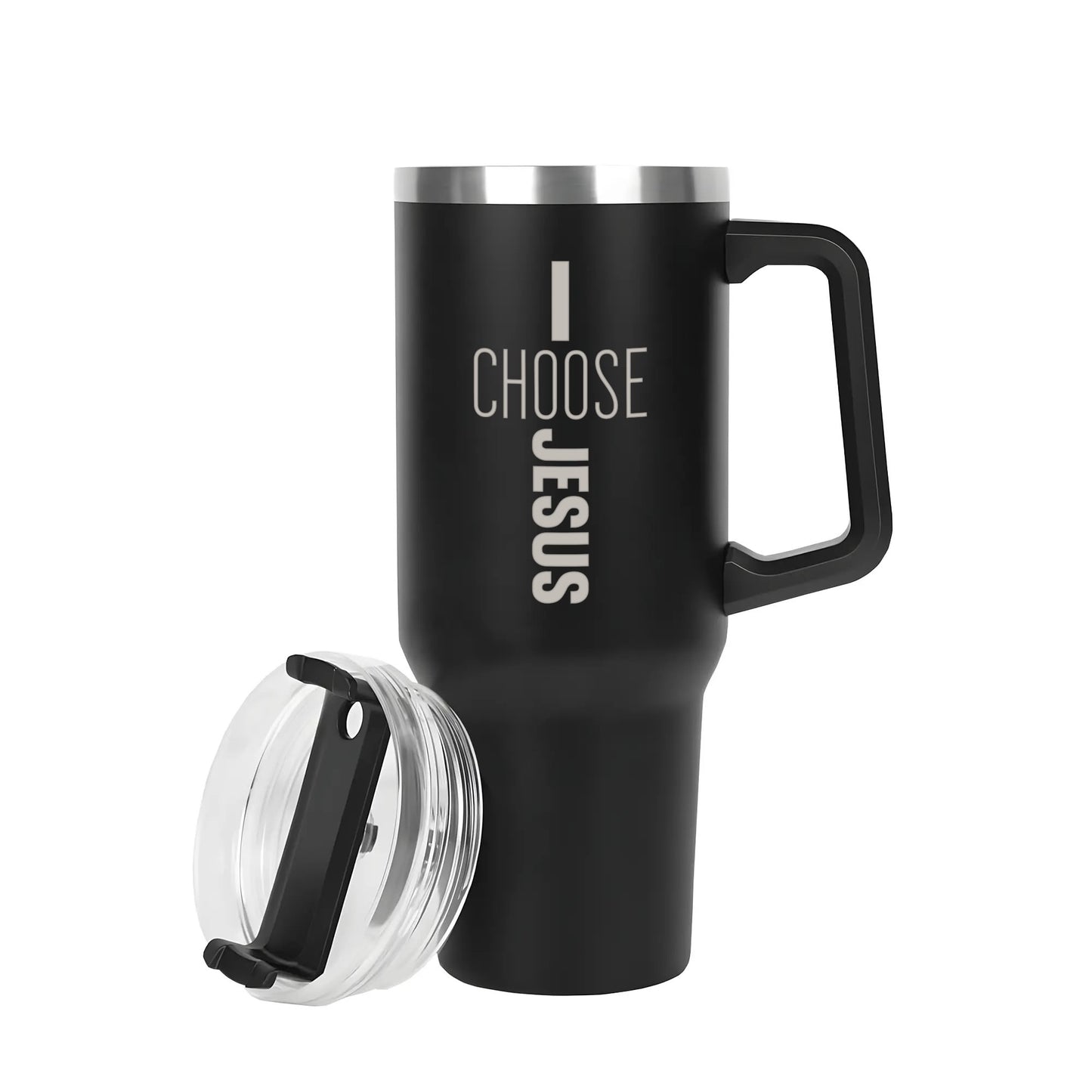 I Choose Jesus 40oz Stainless Steel Christian Tumbler Travel Mug with Handle and Straw for Cup Holder