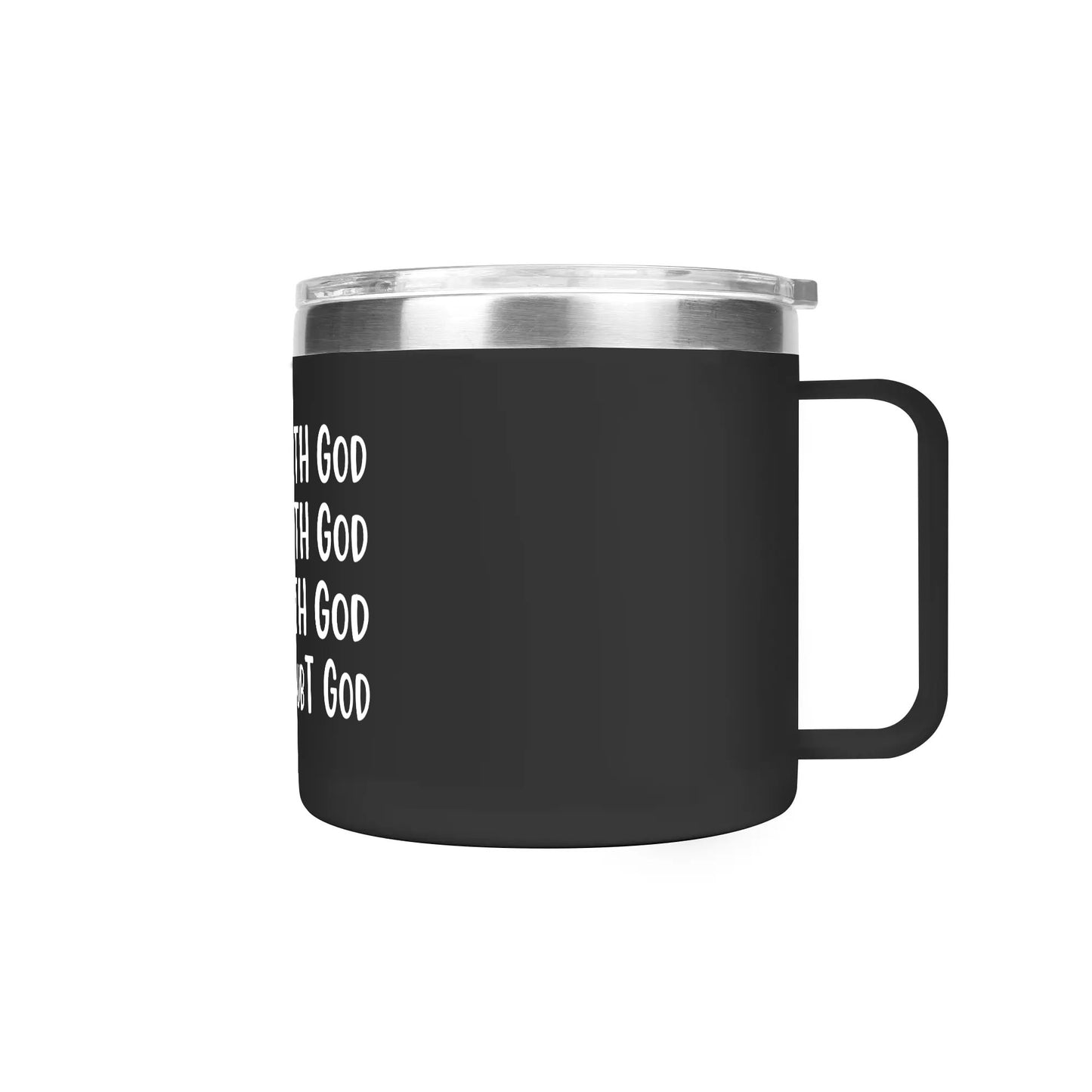 AMEN Agree Move End With God Never Doubt God 14oz Stainless Steel Christian Coffee Mug Cup with Lid and Handle