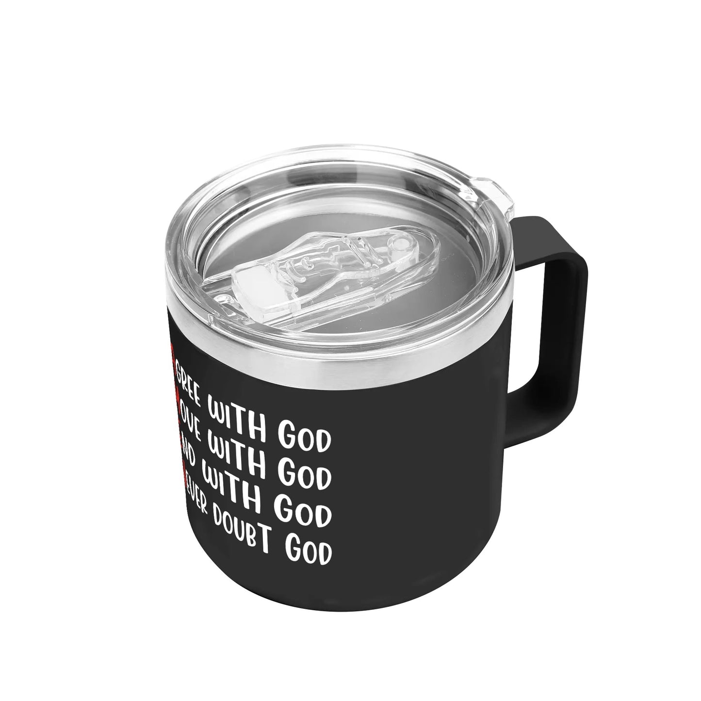 AMEN Agree Move End With God Never Doubt God 14oz Stainless Steel Christian Coffee Mug Cup with Lid and Handle