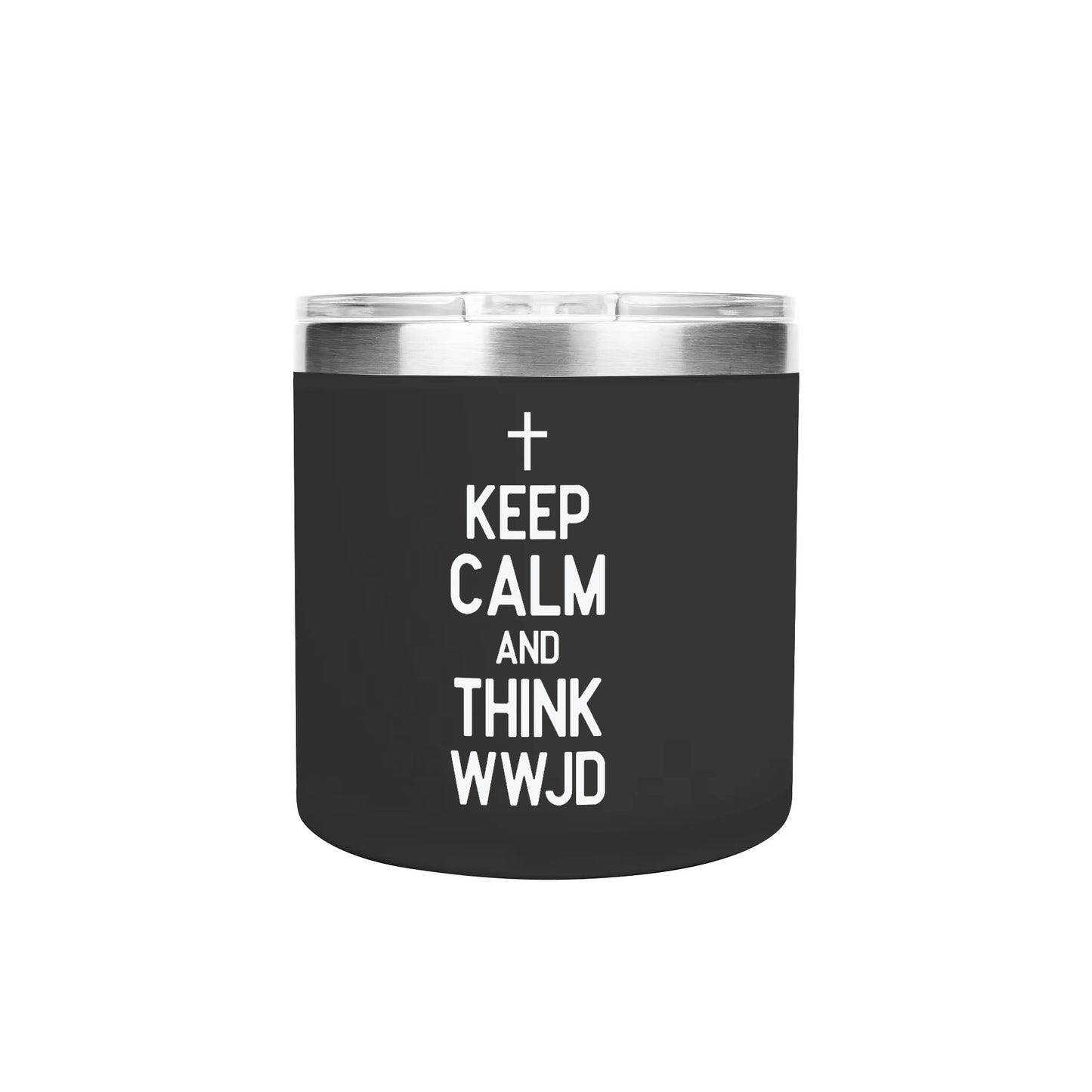 Keep Calm And Think What Would Jesus Do14oz Stainless Steel Christian Coffee Mug Cup with Lid and Handle