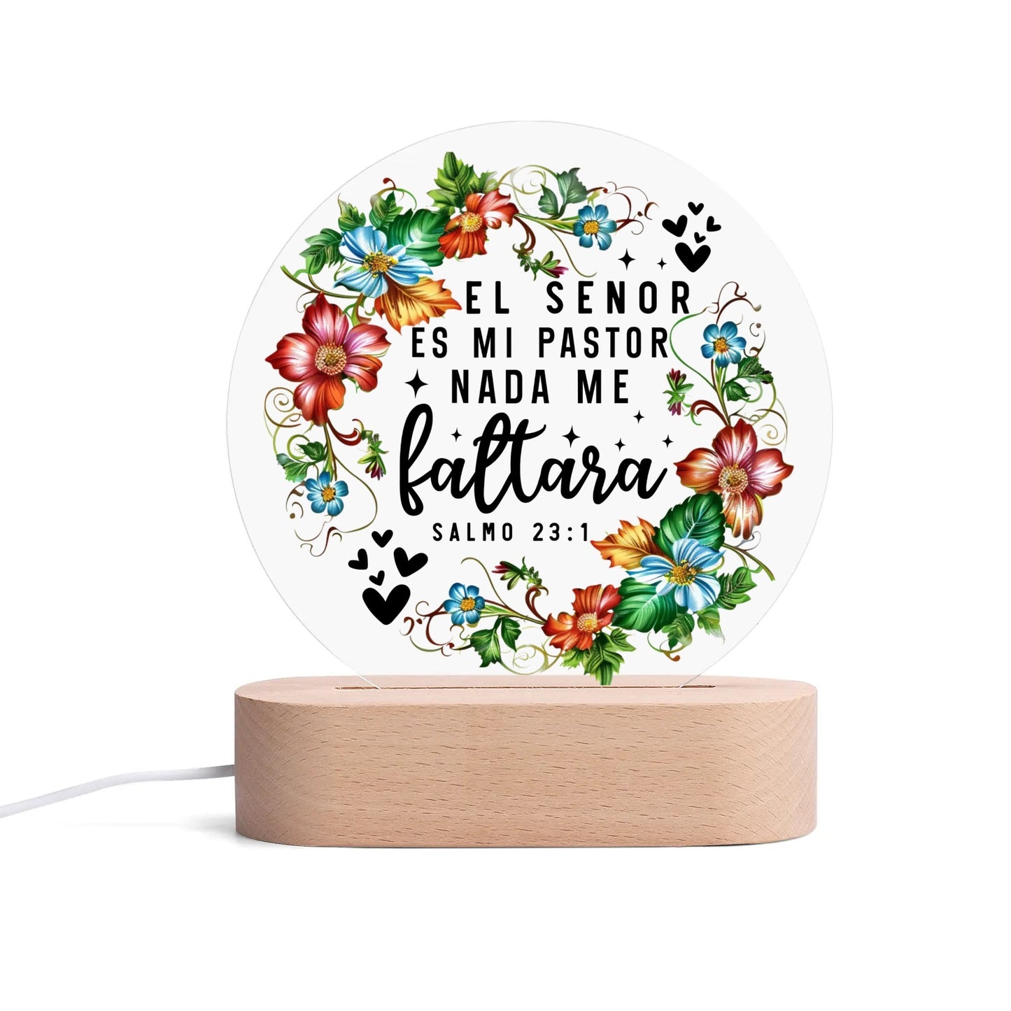 Salmo 23:1 El Senor Es Mi Pastor Nada Me Faltara Spanish Christian Acrylic Round Lamp Night Light Christian Gift Idea