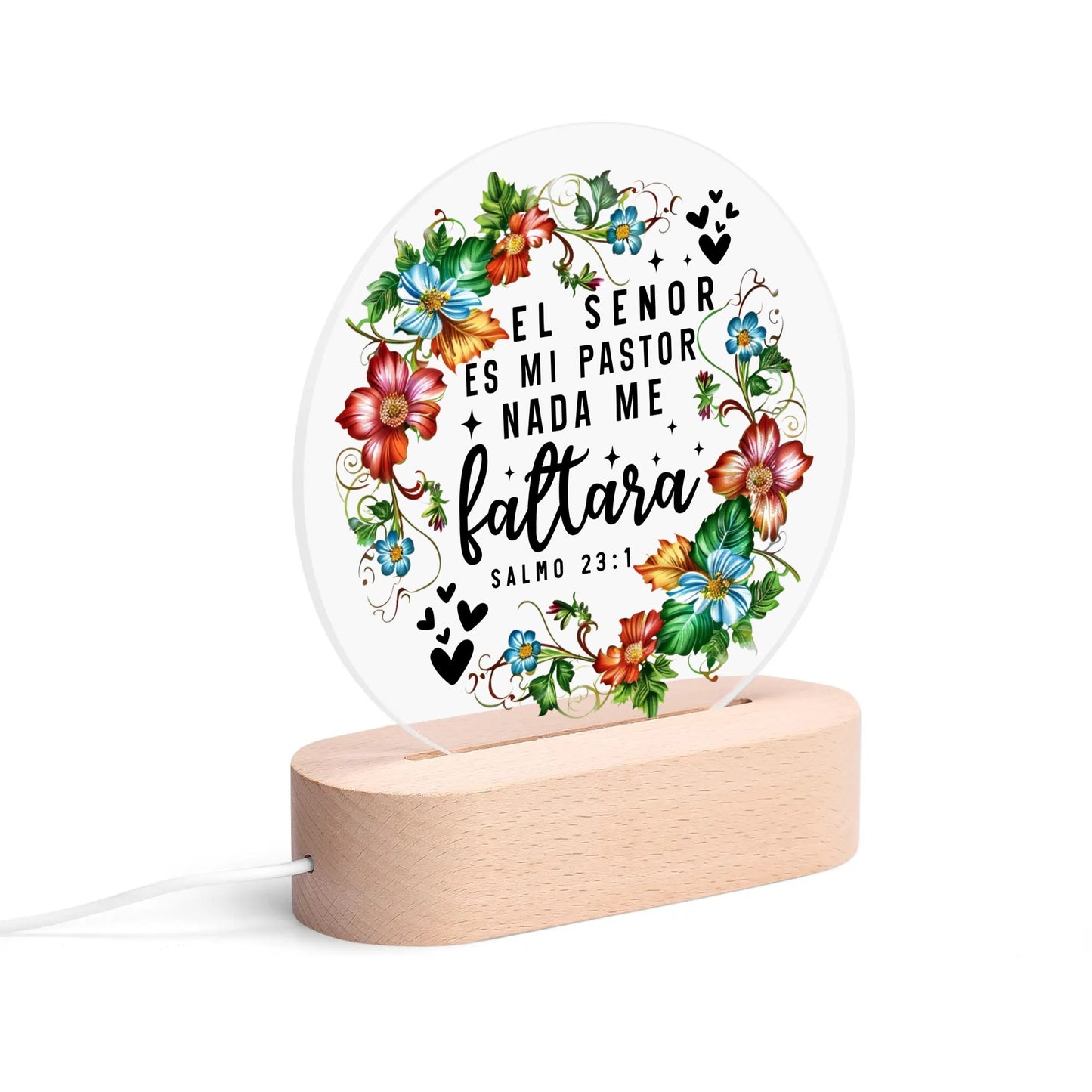 Salmo 23:1 El Senor Es Mi Pastor Nada Me Faltara Spanish Christian Acrylic Round Lamp Night Light Christian Gift Idea