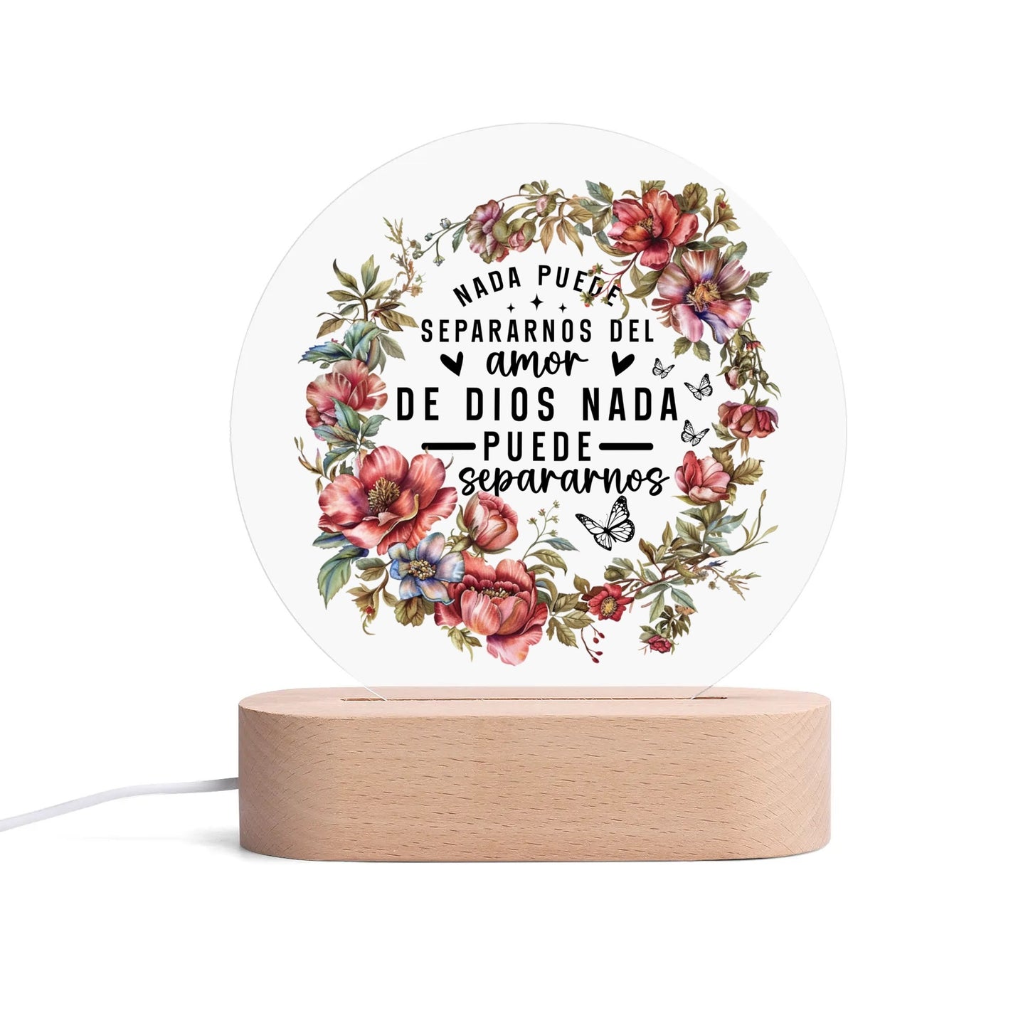 Nada Puede Separarnos Del Amor De Dios Nada Puede Separarnos Spanish Christian Acrylic Round Lamp Night Light Christian Gift Idea