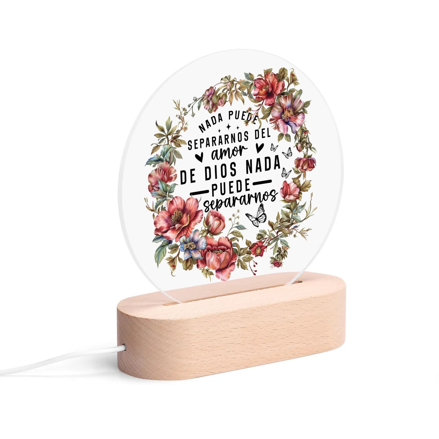 Nada Puede Separarnos Del Amor De Dios Nada Puede Separarnos Spanish Christian Acrylic Round Lamp Night Light Christian Gift Idea