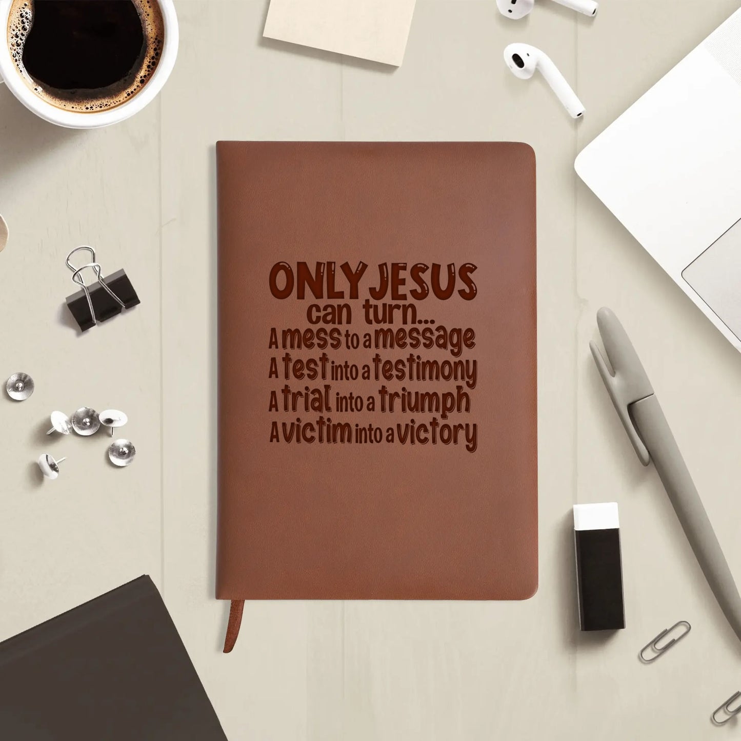 Only Jesus Can Engraved Brown Christian Journal Diary Gift for Friends Family