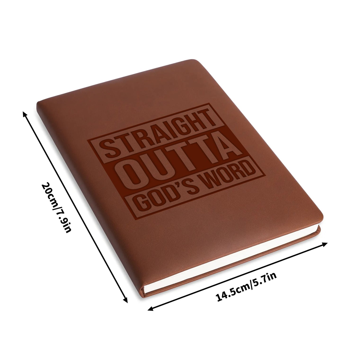 Straight Outta Gods Word Engraved Brown Christian Journal Diary Gift for Friends Family