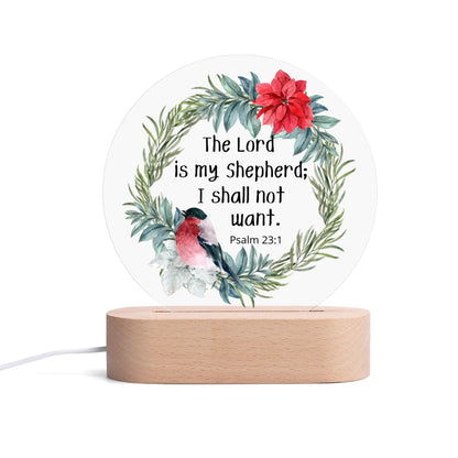 Psalm 23:1 The Lord Is My Shepherd I Shall Not Want Acrylic Round Christian Lamp Night Light Christian Gift Idea