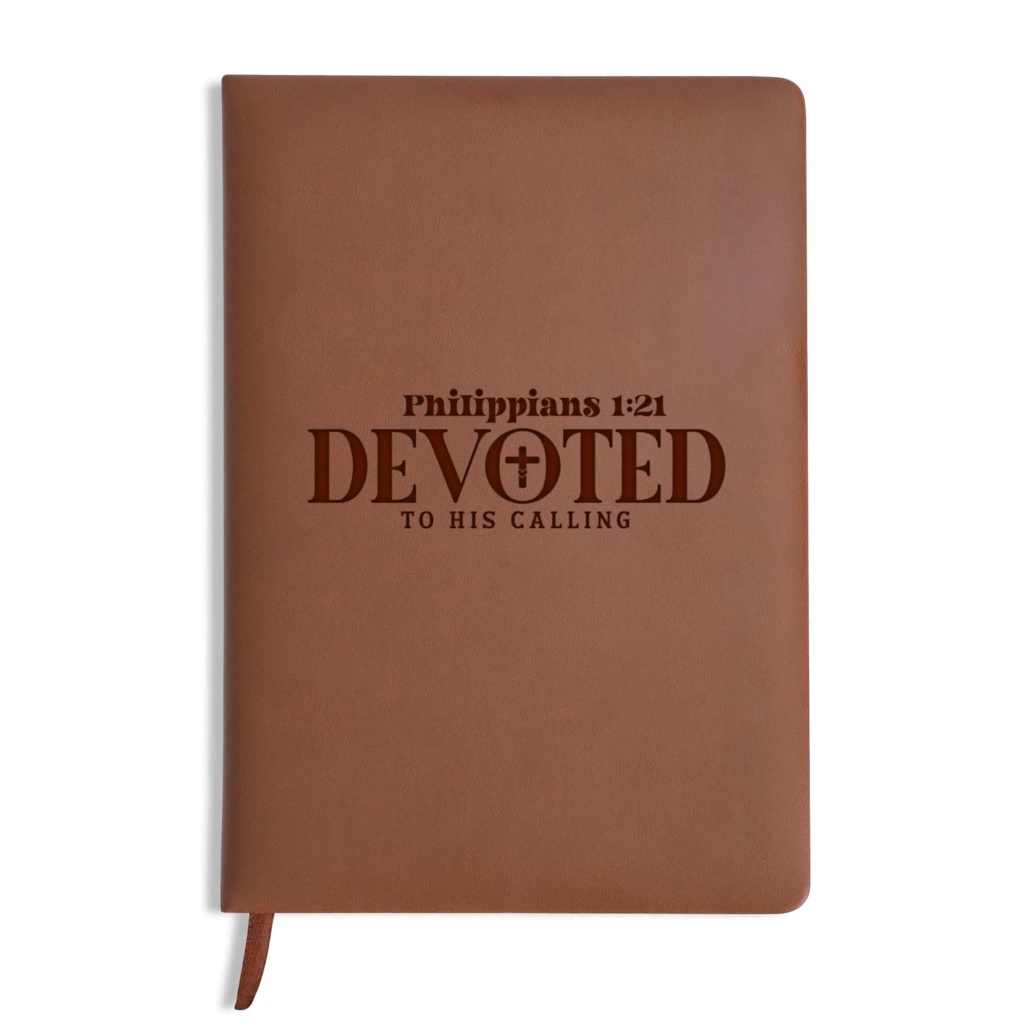 Phillipians 1:21 Devoted To His Calling Engraved Brown Christian Journal Diary Gift for Friends Familyv