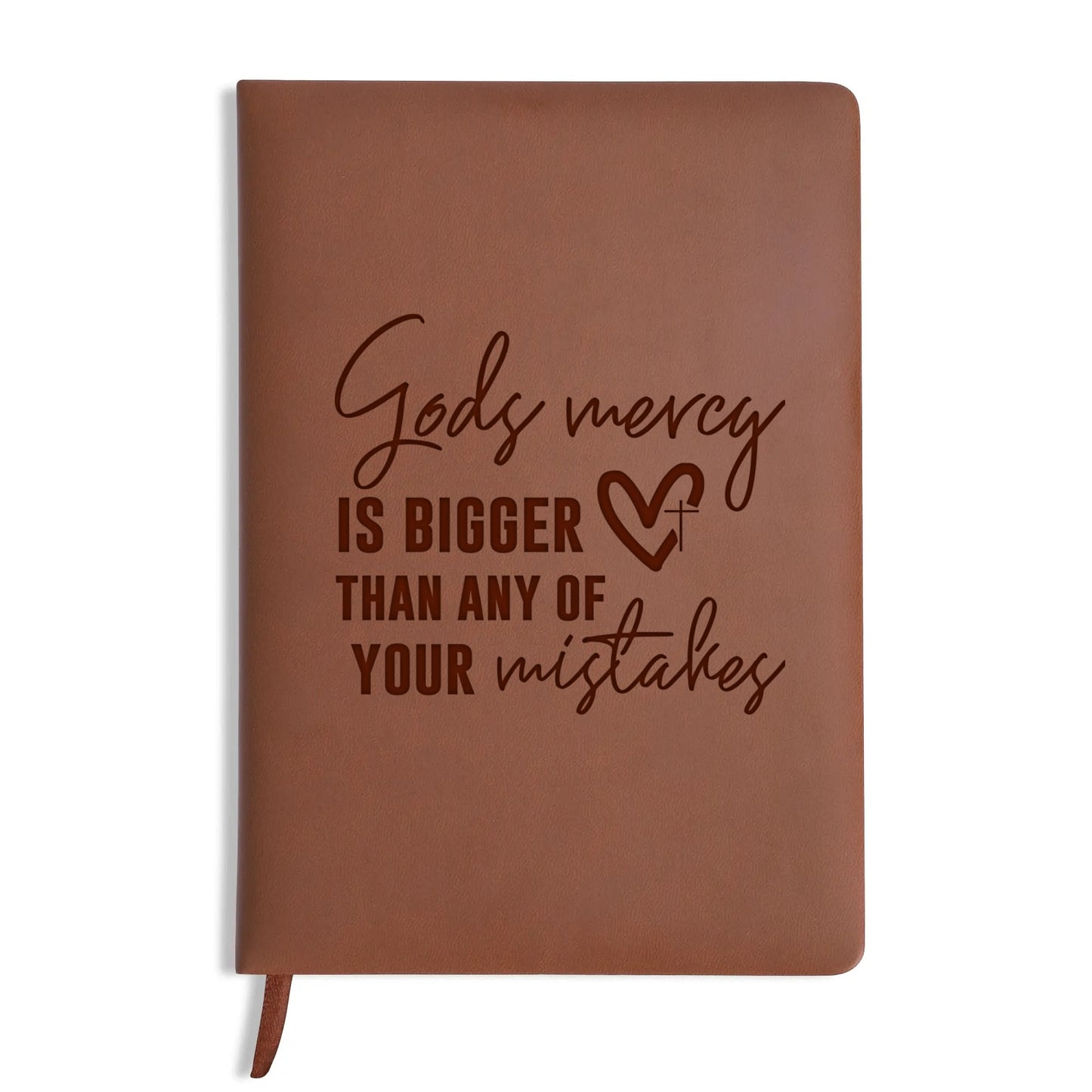 Gods Mercy Is Bigger Than Any Of Your Mistakes Engraved Brown Christian Journal Diary Gift for Friends Family