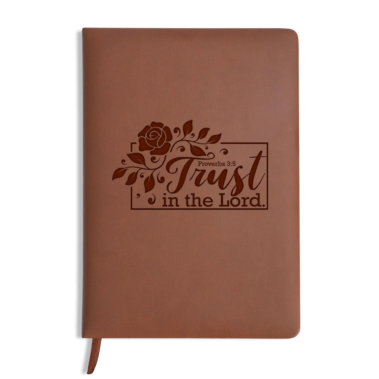 Proverbs 3:5 Trust In The Lord  Engraved Brown Christian Journal Diary Gift for Friends Family