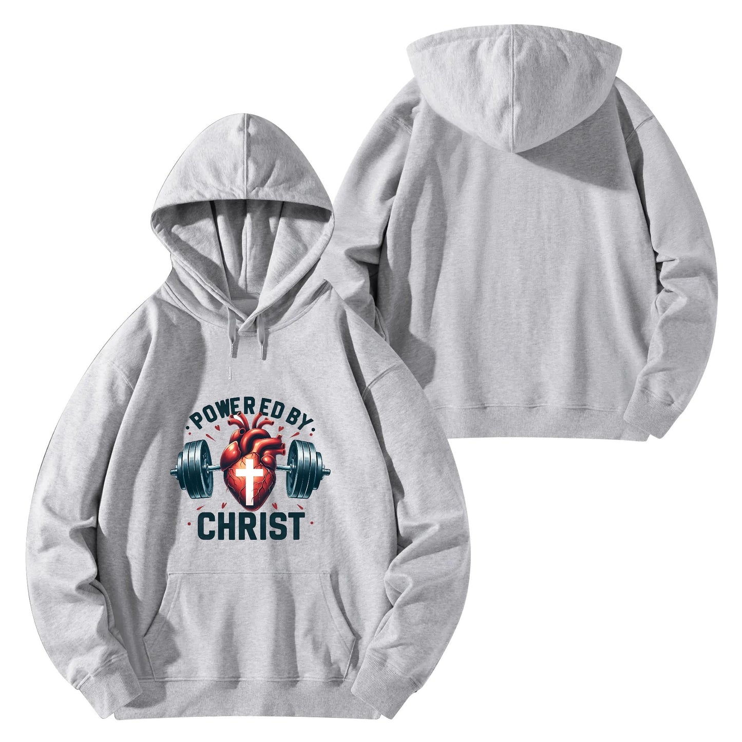 Powered By Christ Unisex Christian Gym Hooded Sweatshirt