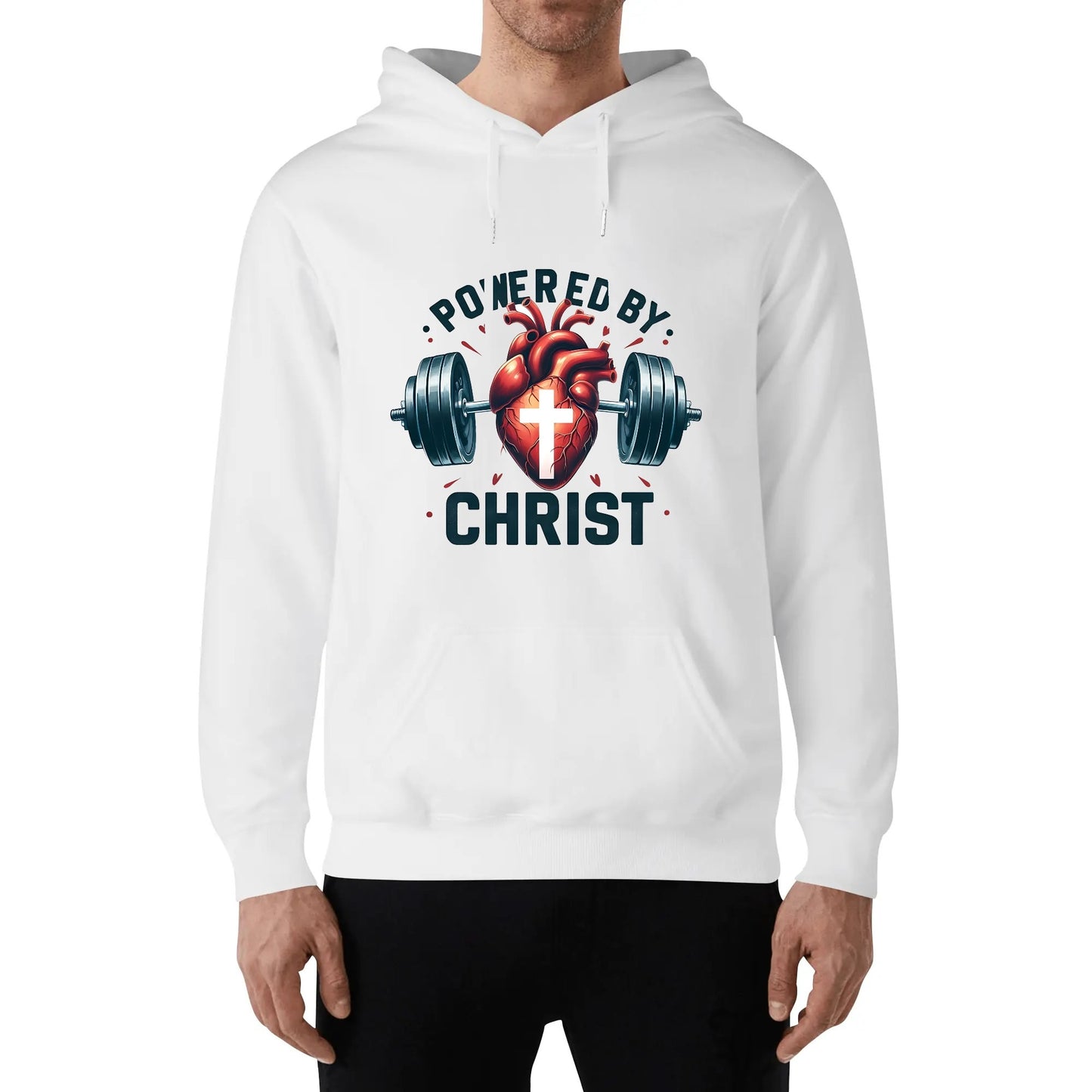 Powered By Christ Unisex Christian Gym Hooded Sweatshirt