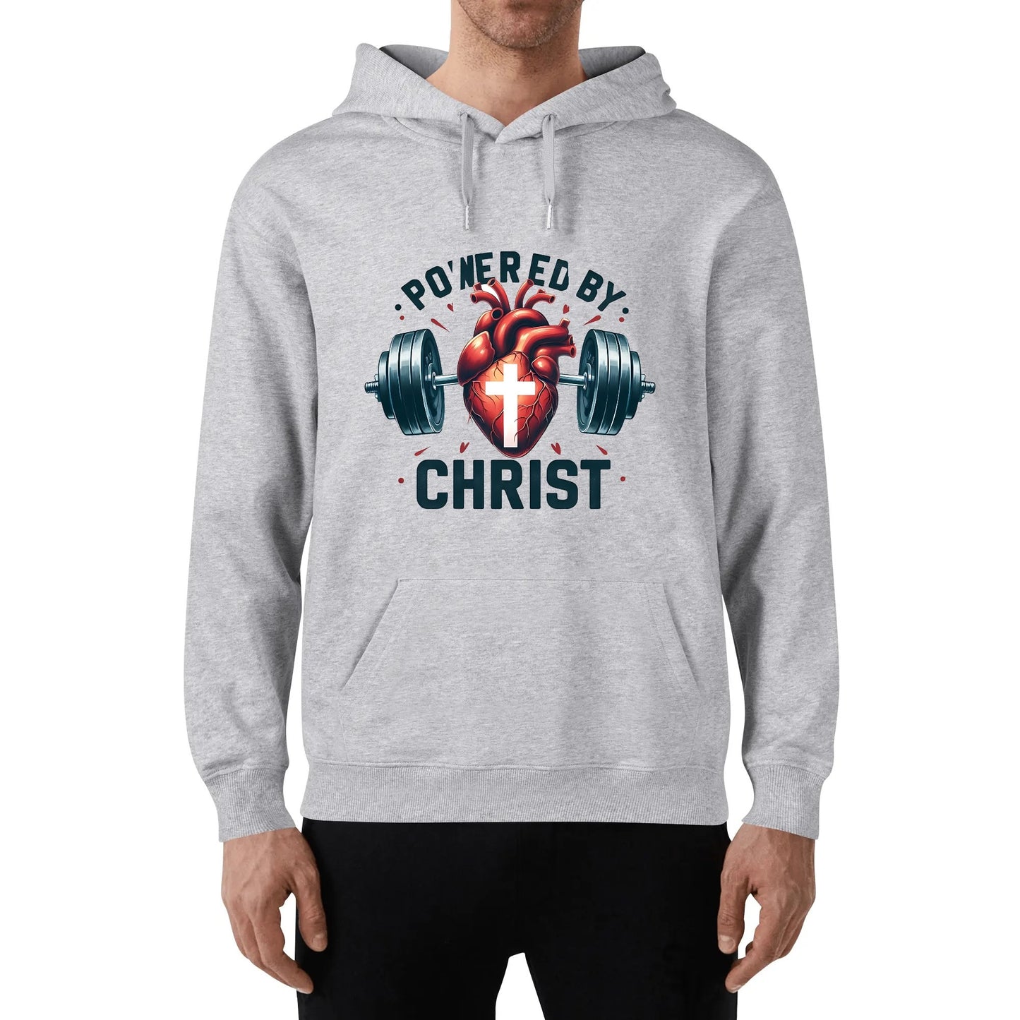 Powered By Christ Unisex Christian Gym Hooded Sweatshirt