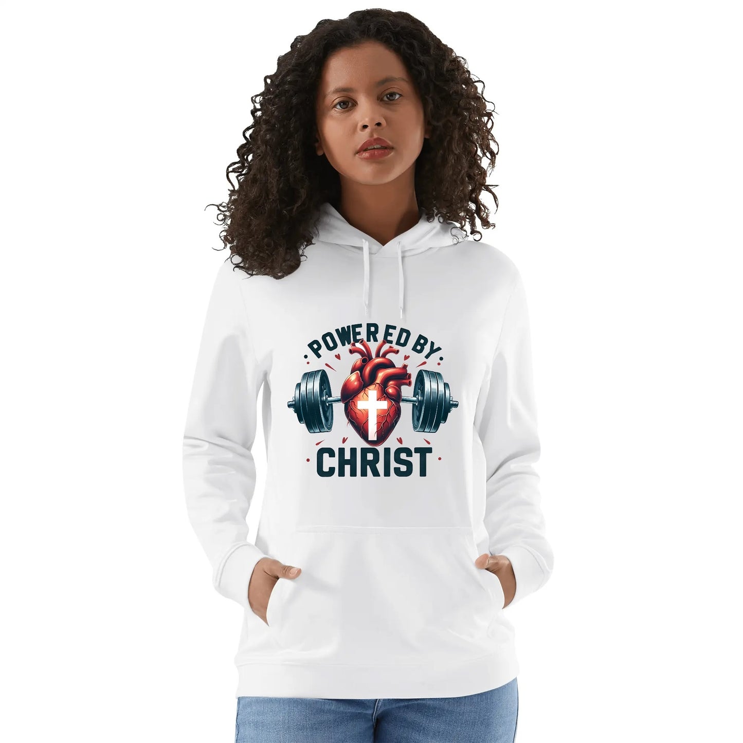 Powered By Christ Unisex Christian Gym Hooded Sweatshirt