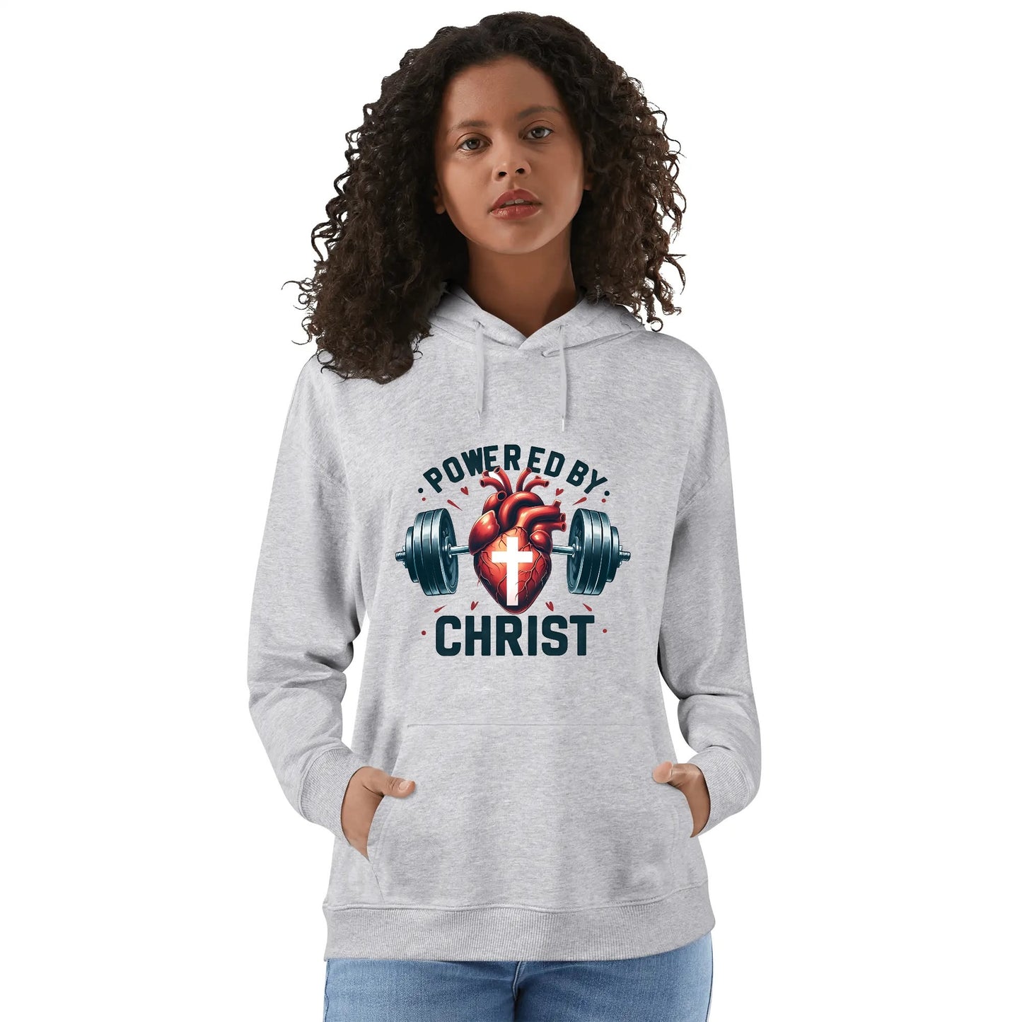 Powered By Christ Unisex Christian Gym Hooded Sweatshirt