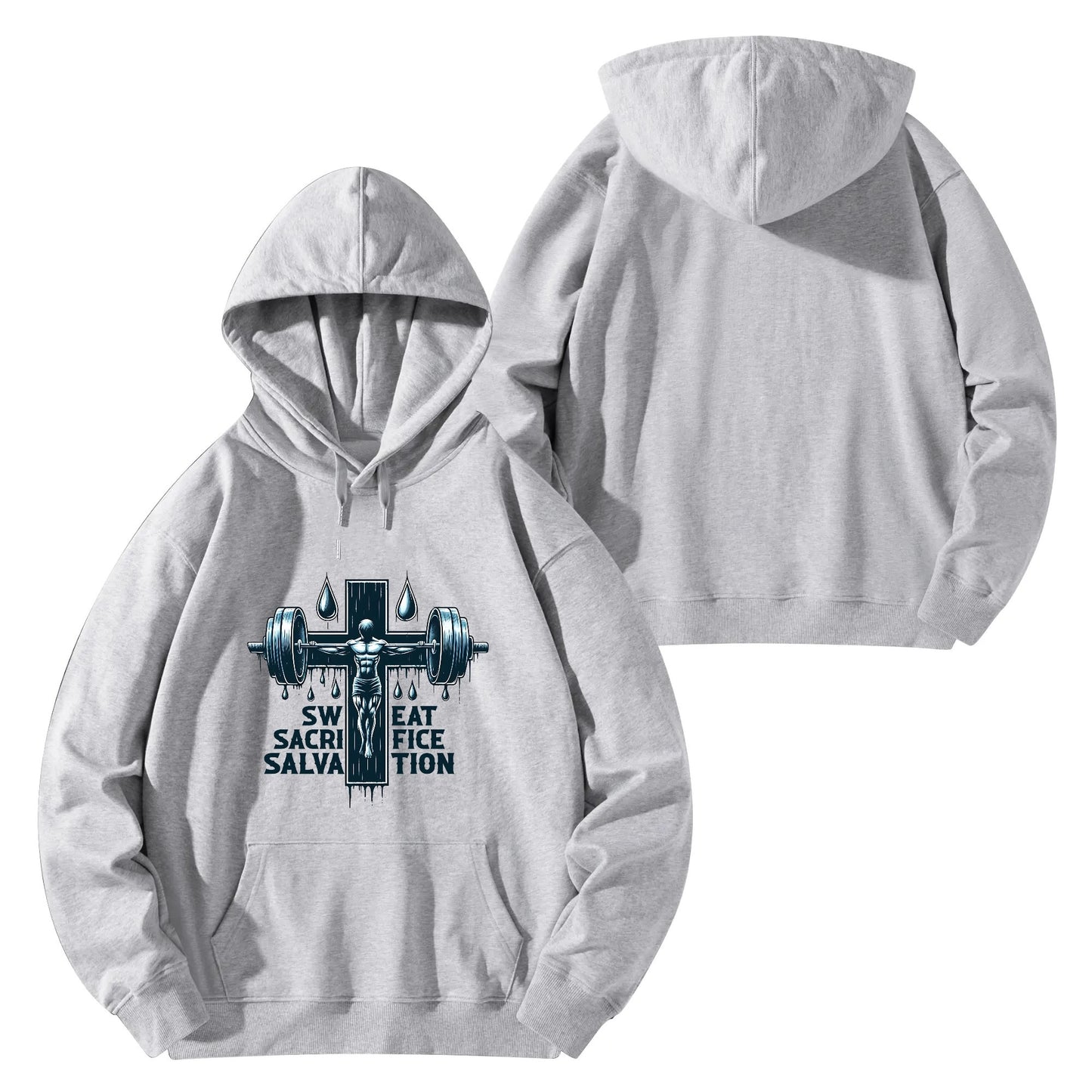 Sweat Salvation Sacrifice Unisex Christian Gym Hooded Sweatshirt