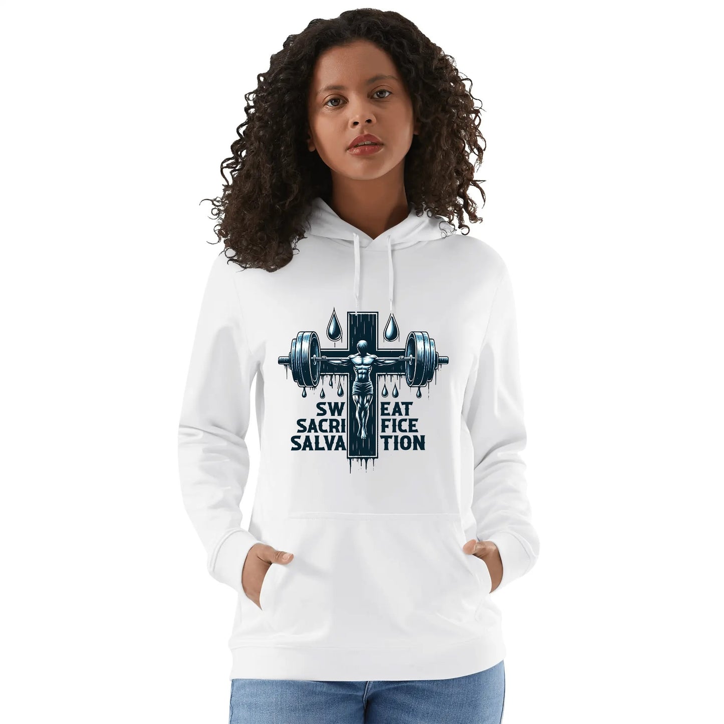 Sweat Salvation Sacrifice Unisex Christian Gym Hooded Sweatshirt