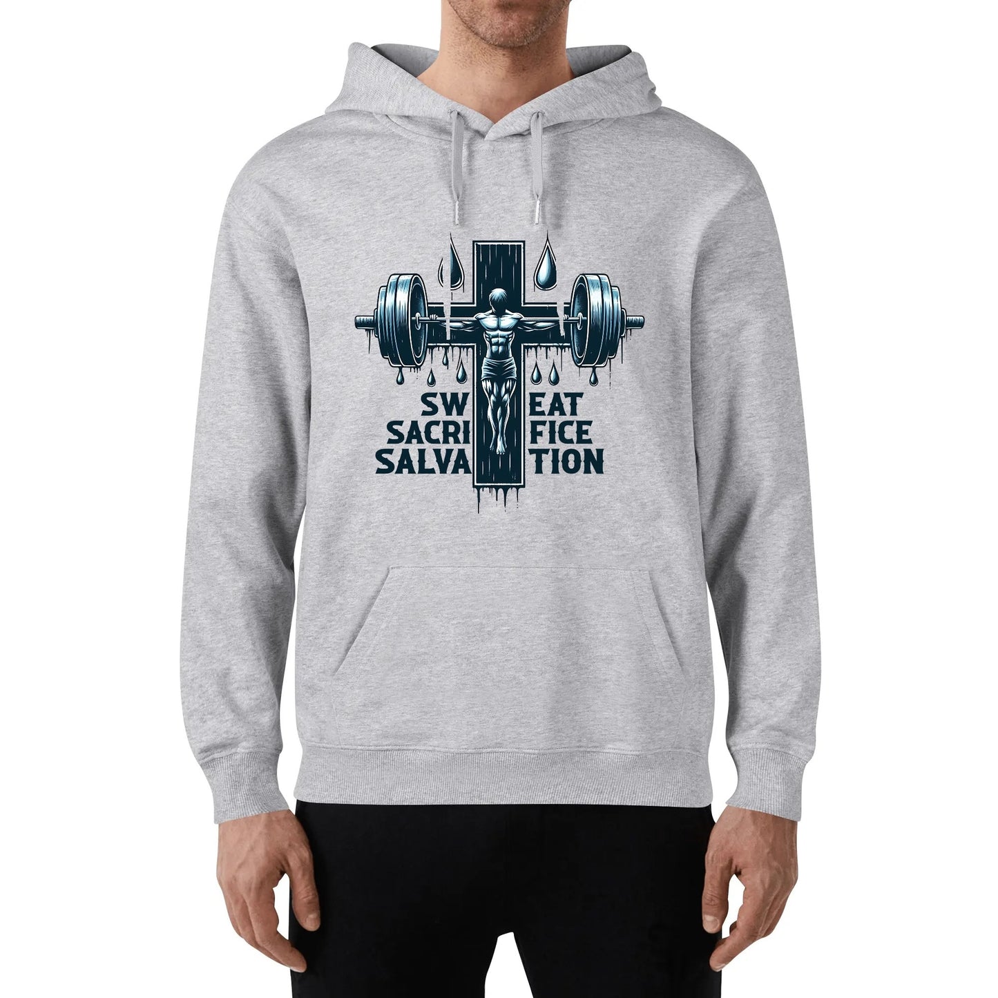 Sweat Salvation Sacrifice Unisex Christian Gym Hooded Sweatshirt