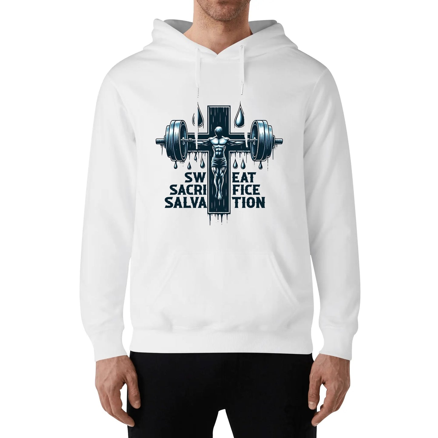 Sweat Salvation Sacrifice Unisex Christian Gym Hooded Sweatshirt