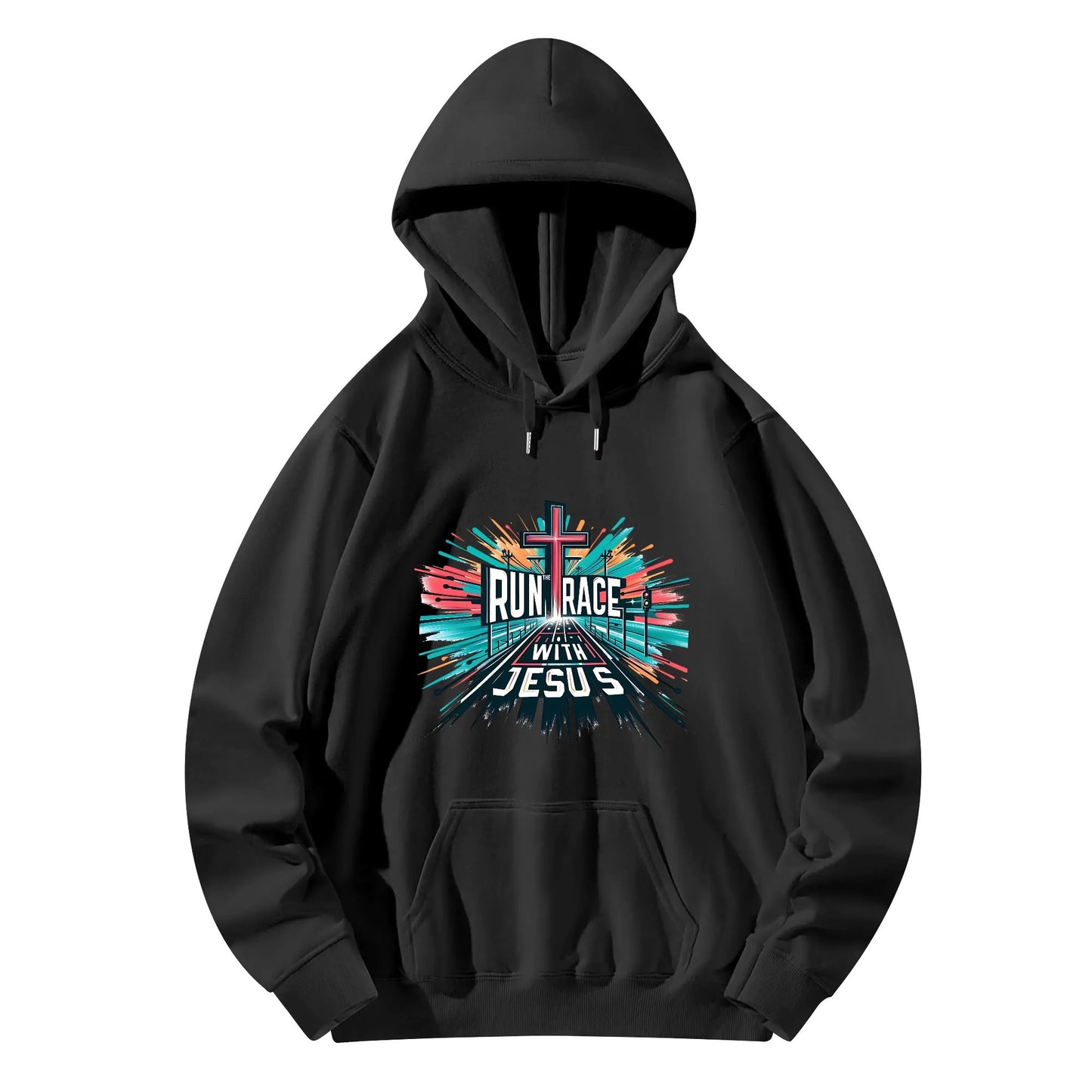 Run The Race With Jesus Unisex Christian Gym Hooded Sweatshirt