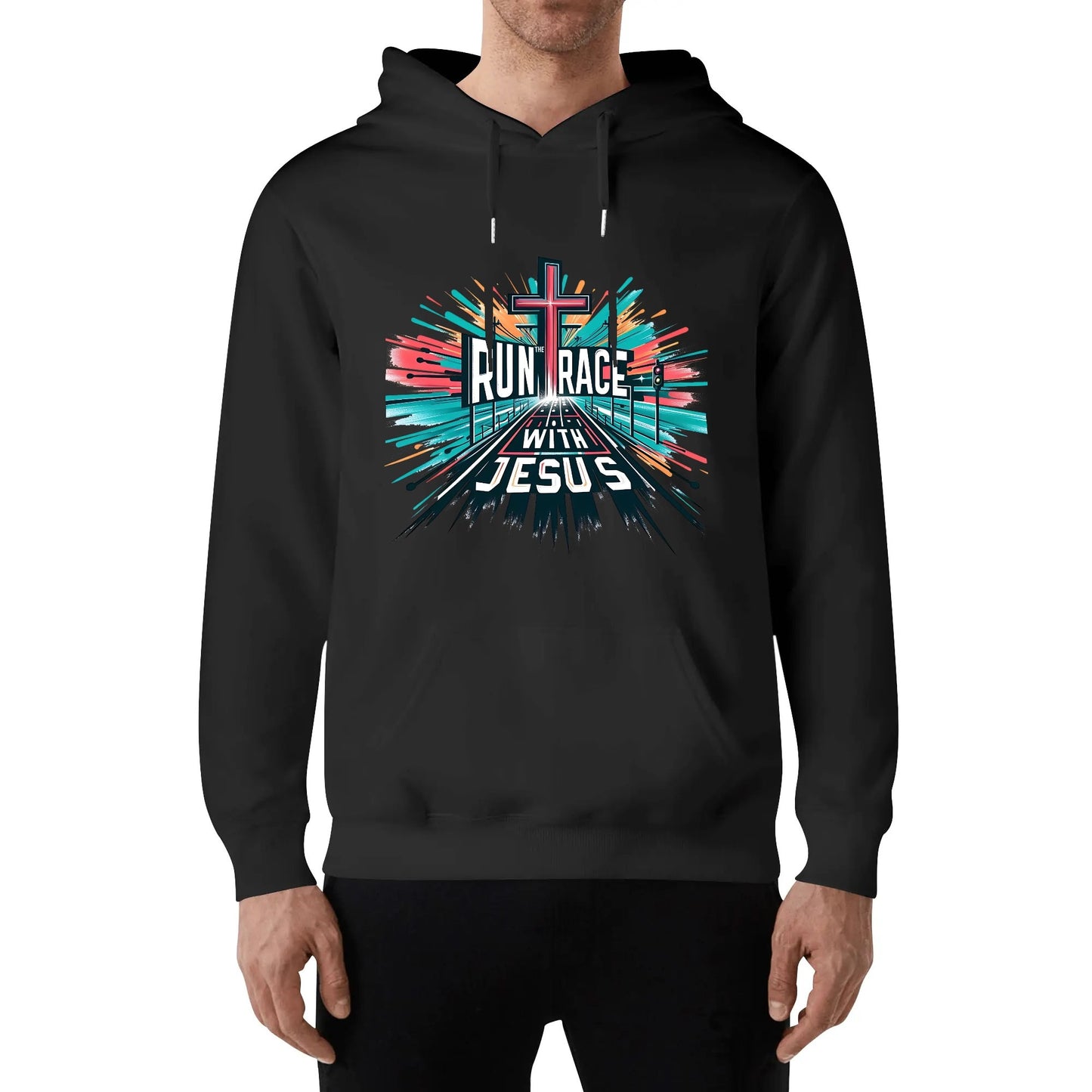 Run The Race With Jesus Unisex Christian Gym Hooded Sweatshirt