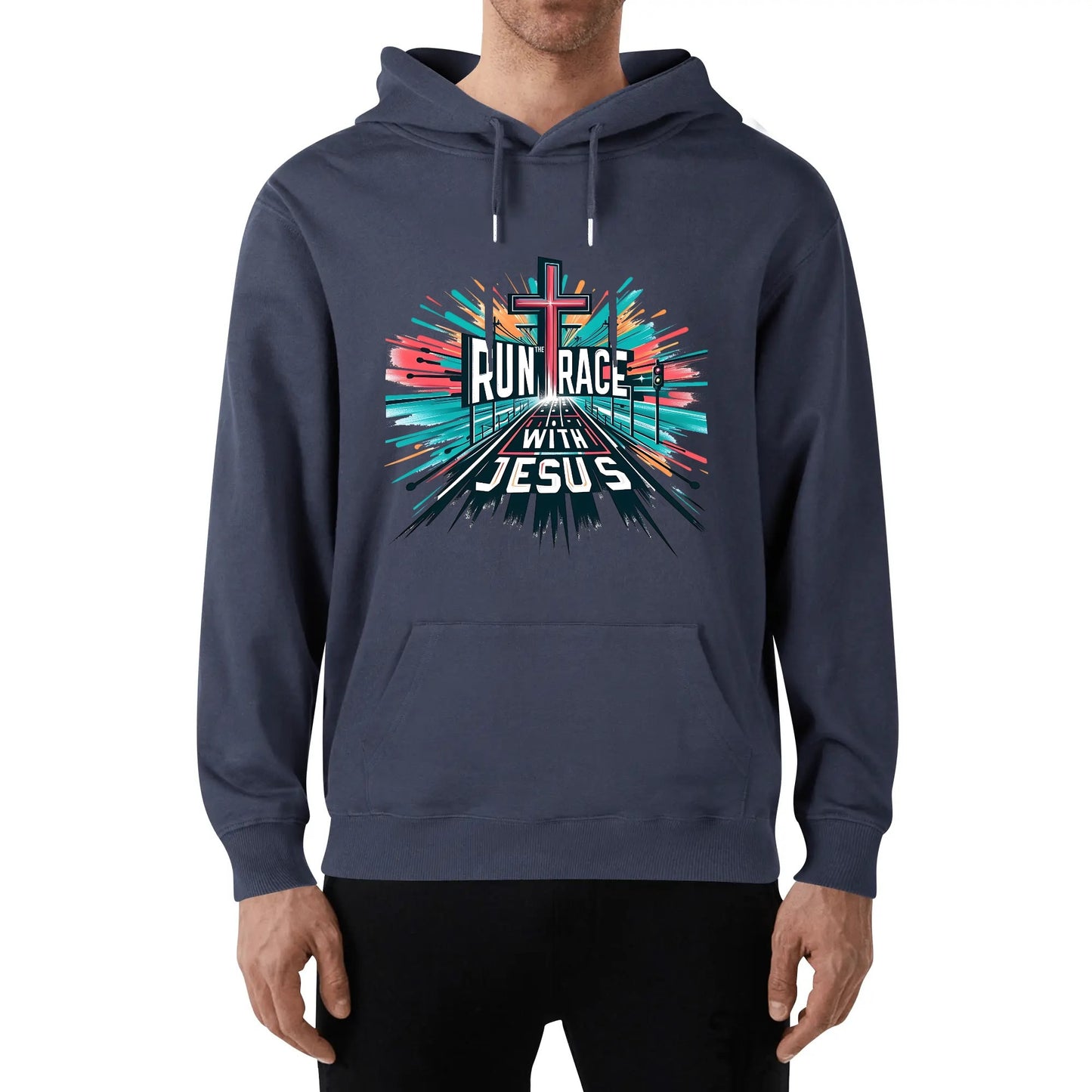 Run The Race With Jesus Unisex Christian Gym Hooded Sweatshirt